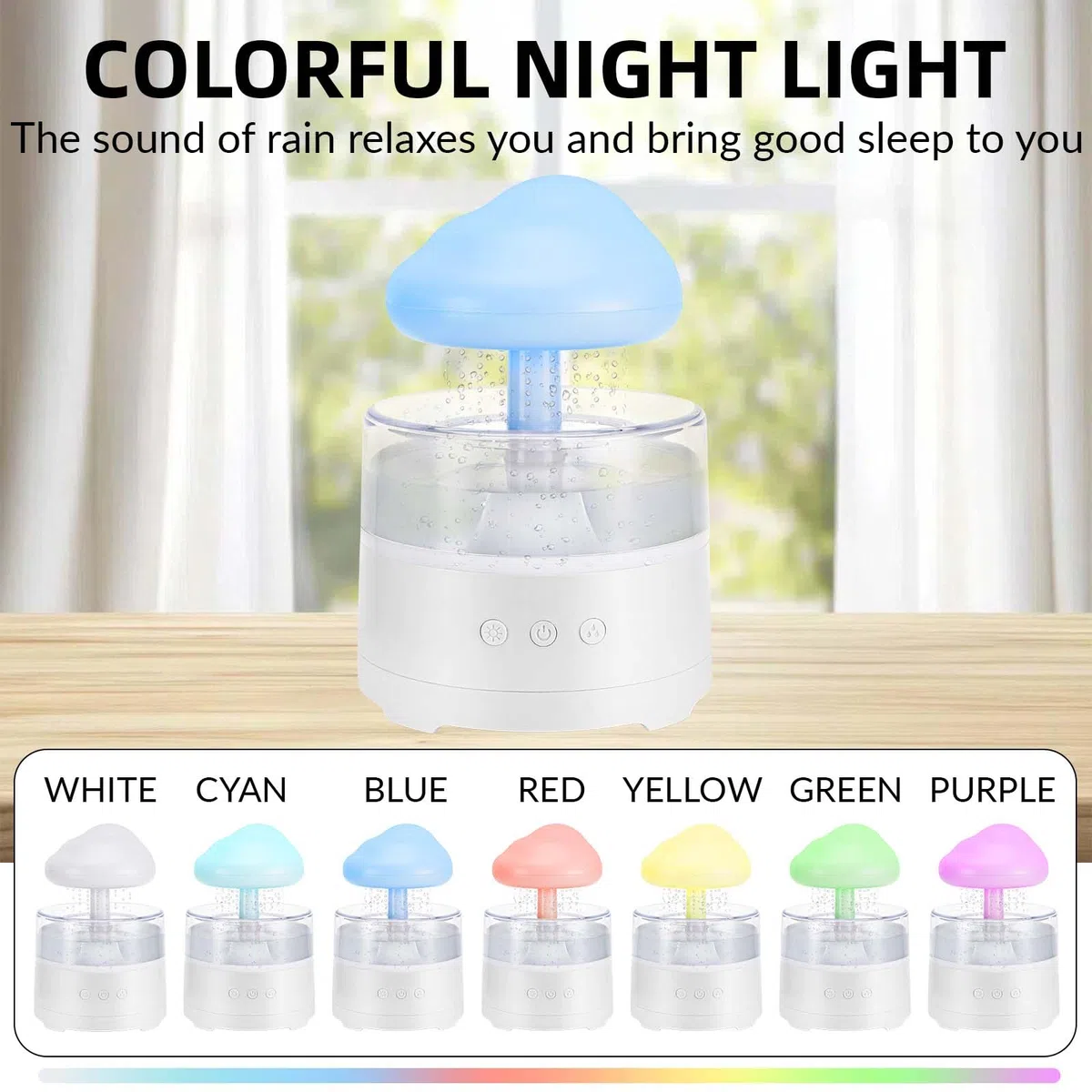 Regen Wolken Luftbefeuchter 400ML Wasser-Tropfpilz-Luftbefeuchter Mit 3 Modi Und 7 Farben, LED-Lichtern Schlafzimmer Regentropfen Luft luftbefeuchter Air Humidifier