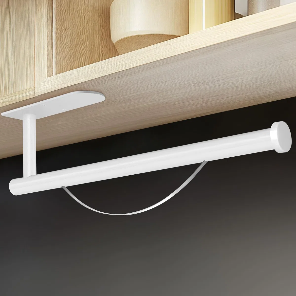 Küchenrollenhalter Ohne Bohren, Mit Abroll-Bremse Küchenpapierhalter Selbstklebend, Papierrollenhalter Edelstahl Küche Rollenhalter Wand oder Unter Schrank (Weiß)