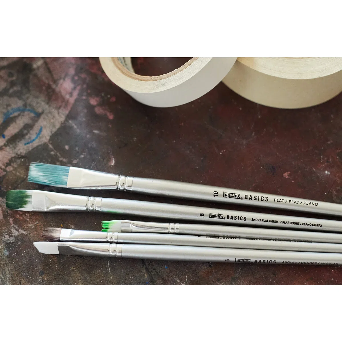 Liquitex 692003 Basics Pinsel, Synthetikpinsel für Acrylfarben, langlebig, robust und formstabil - 4 Pinsel im Set