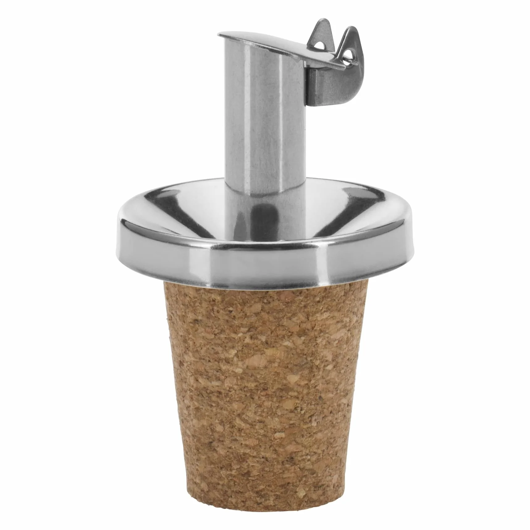 Westmark 4 Essig-/Öl-Ausgießer + 4 Ersatzkorken, mit Kläppchen, Metall/rostfreier Edelstahl, Naturkorken, Inox Essig-Spezial, 479022E3