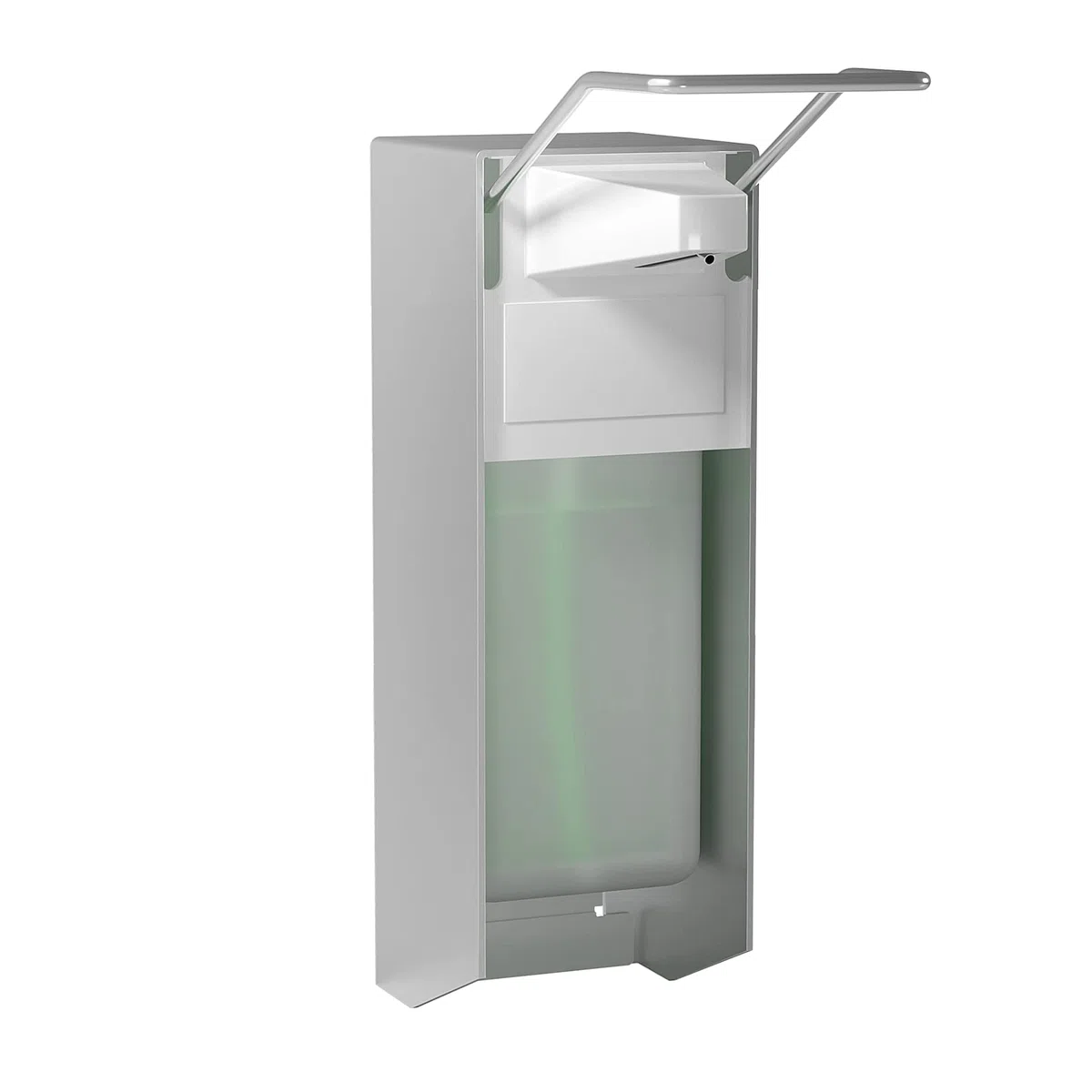 Eurospender, Seifenspender Wandbefestigung, Soap Dispenser Mit Ellbogendruck Für Desinfektionsmittel Und Handseifen, Weißer Seifenspender, Aluminium, 500 Ml