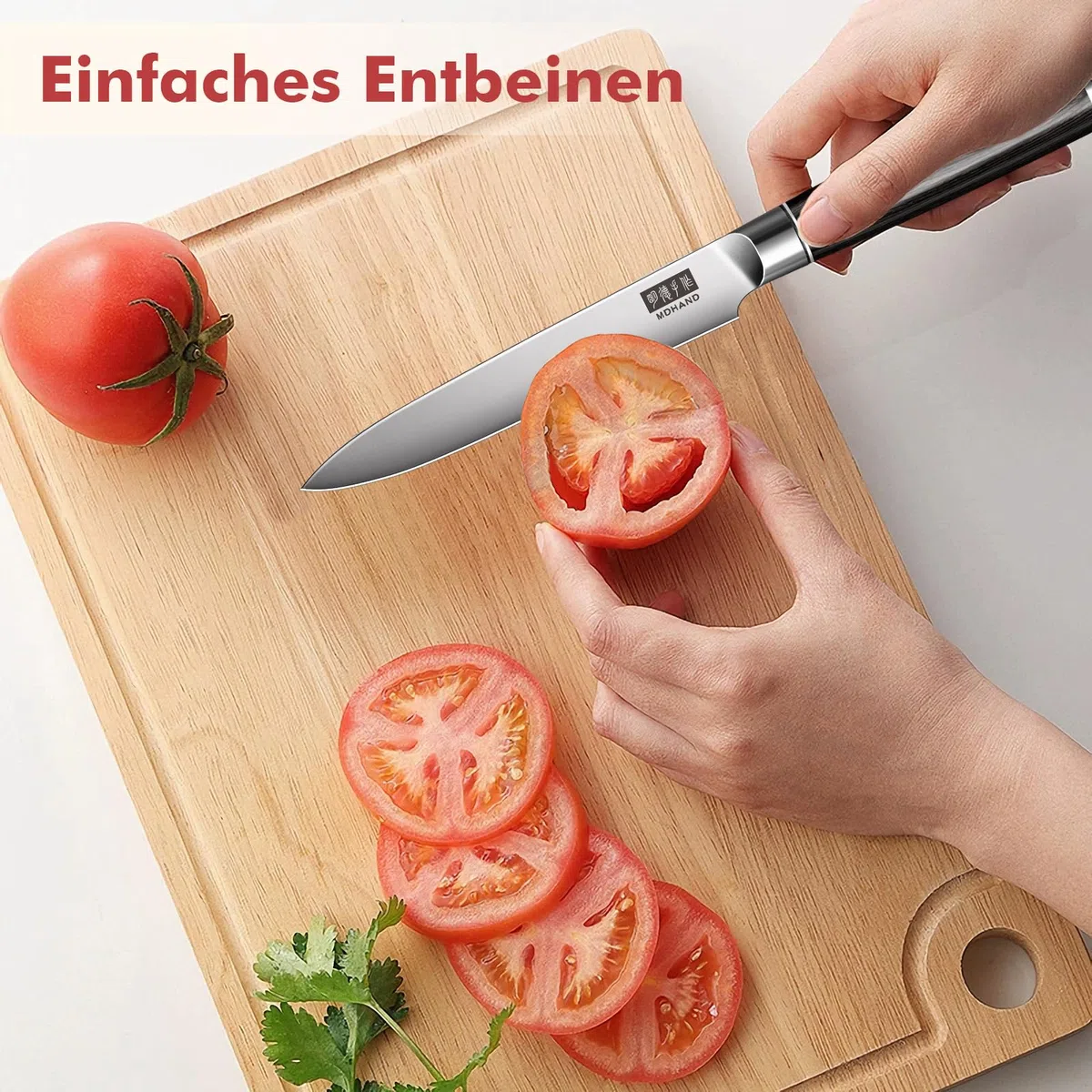 MDHAND Obstmesser Kochmesser Allzweckmesser Profi 13 cm Scharf Küchenmesser Chefmesser aus rostfreiem Deutscher Edelstahl mit Ergonomischem Griff