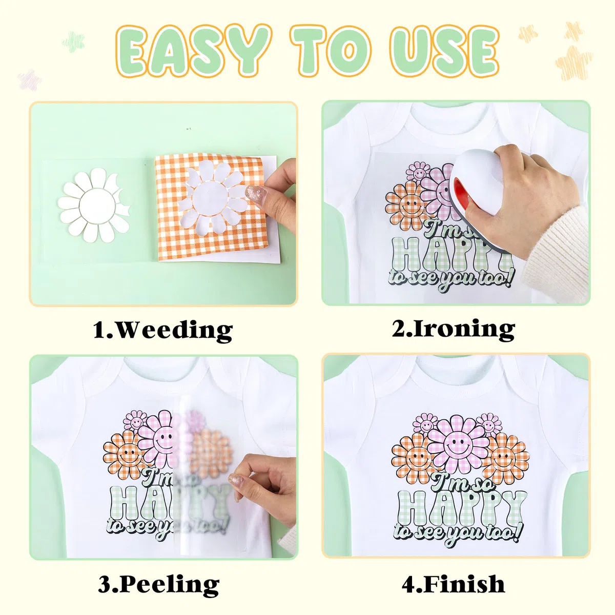 Tintnut Easter Lichtfarbige Plotterfolie Textil Ostern Kariert Iron on Folie Heat Transfer Vinyl 12 Stück 12"x10" Flexfolie Plotter Textil für Kleidung Taschen,Kompatibel mit Allen Schneide Maschinen