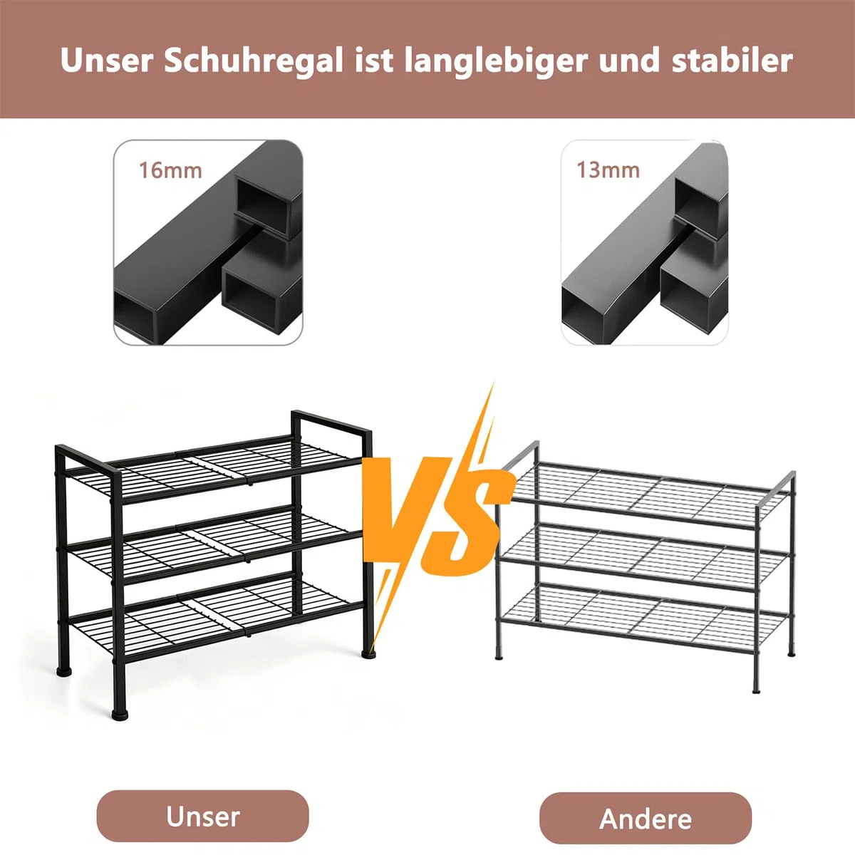 Schuhregal Schwarz Metall, 4 Ebenen platzsparendes Schuhregal, stapelbar & verstellbar, robuster Organizer für Flur, Garderobe & Eingangsbereich