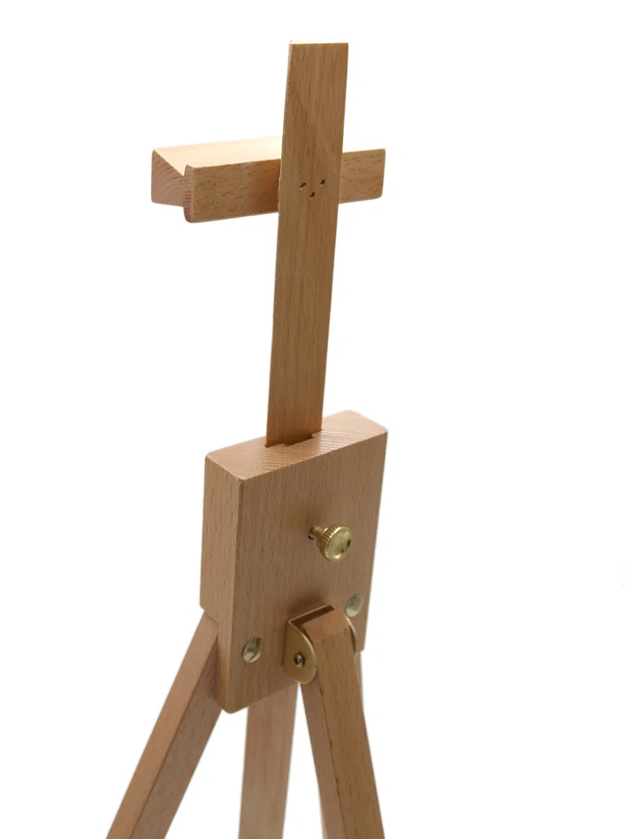 Paintersisters Display Staffelei Prato, Tischstaffelei aus Buchenholz, Sitzstaffelei für Keilrahmen bis 70 cm, klappbarer Bildhalter, Ministaffelei, Dreibein