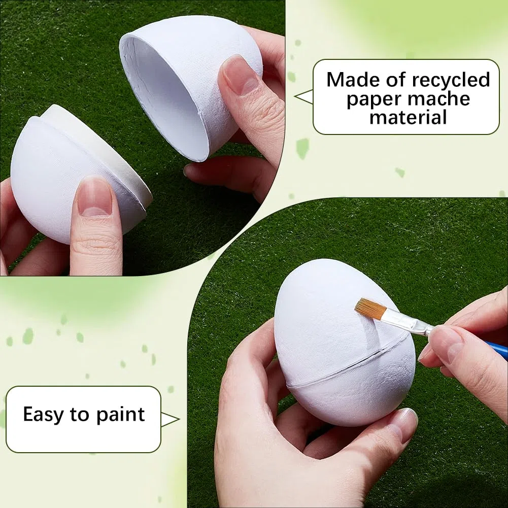 10 Stück Weiße Pappmaché Ostereier Ausfüllbare Ostereier Unbemaltes Papier Zum Bemalen Für DIY Bastelarbeiten Heimdekoration Schulkunstprojekte Anfänger Und Erwachsene