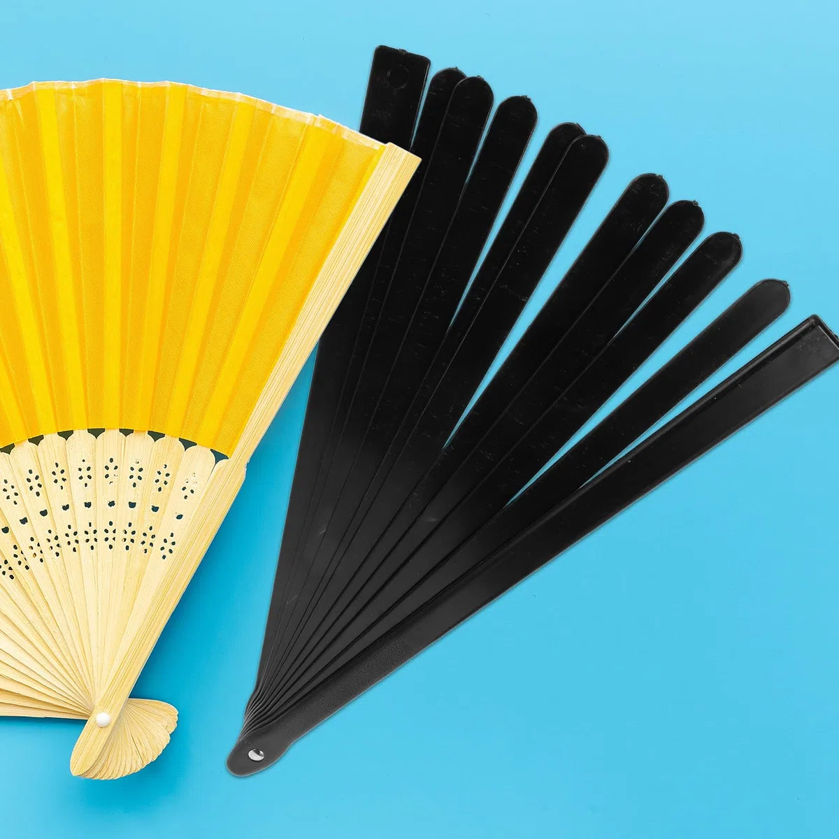 SHINEOFI 4 Stück Fächerrahmen mit Robustem Griff Faltbarer aus Hochwertigem Material Schwarzer für Tai-chi Kung-fu und DIY-fächerbau