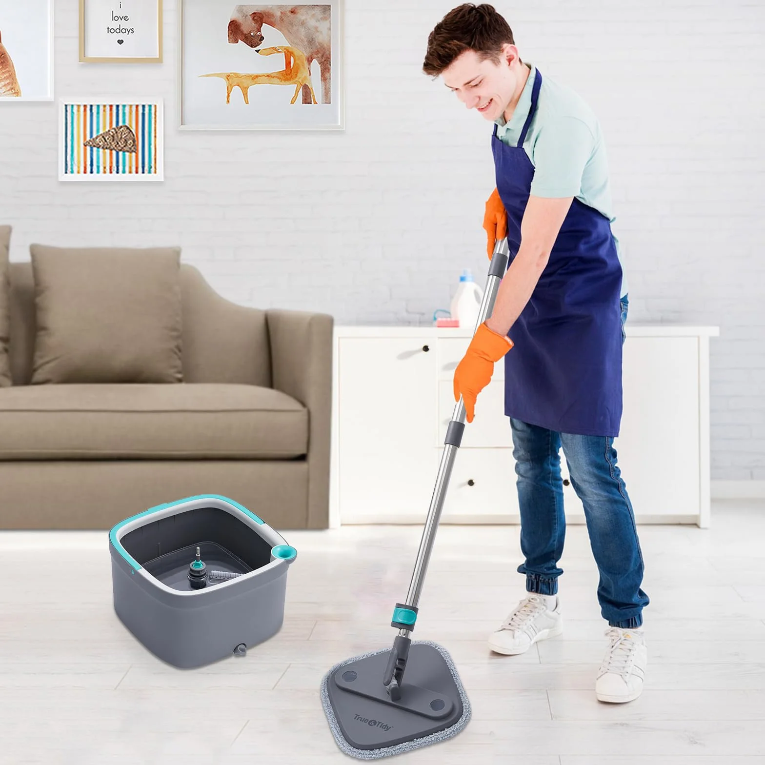 Sgizoku Universal-Wischmopp-Nachfüllpad für quadratischen Drehmopp und Eimer, 8 Stück Mikrofaser-Wischmopp-Nachfüllungen für Bodenwischer-Ersatzbezug – waschbarer und wiederverwendbarer Wischbezug