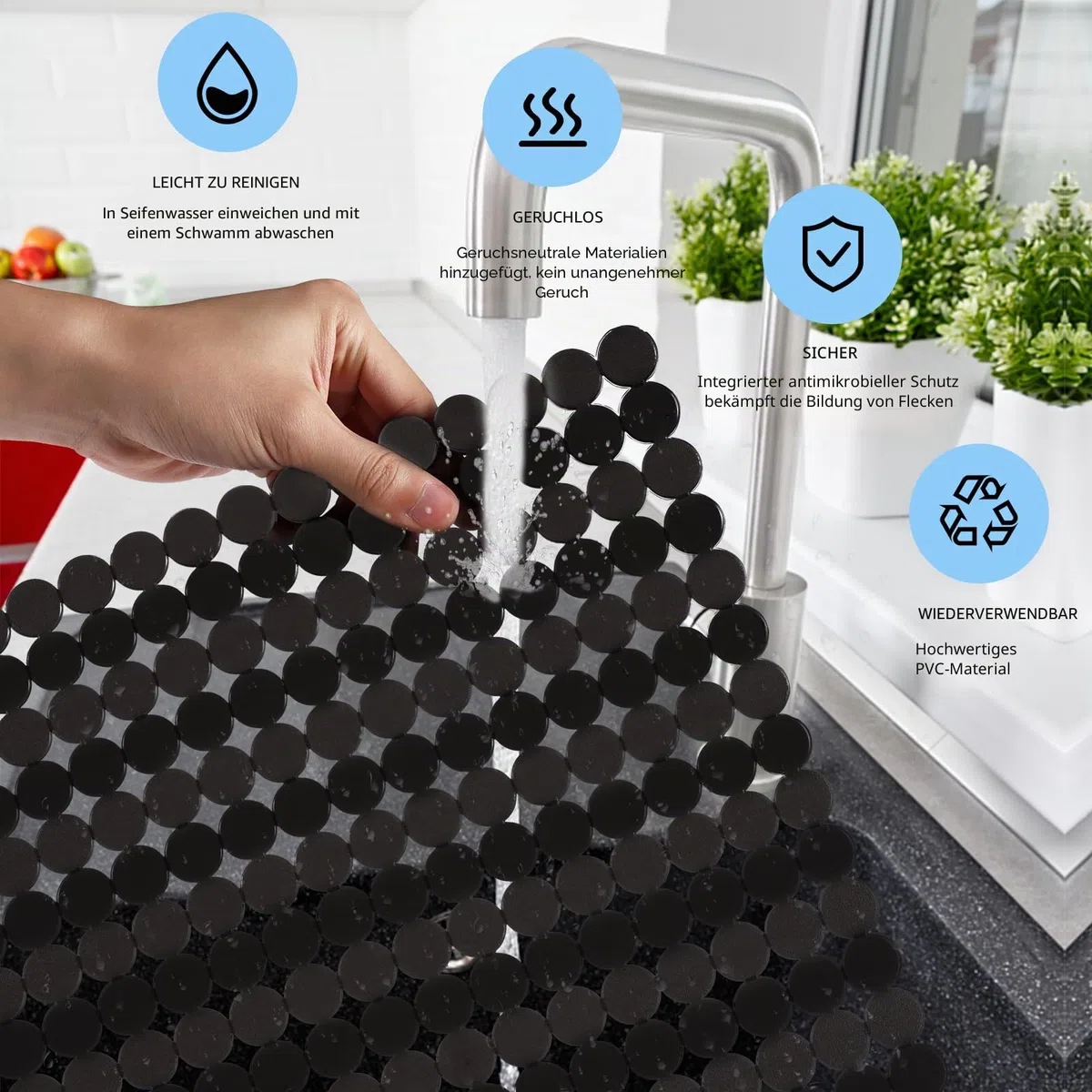 2er-Set Schutzmatte für Küche, 30 x 40 cm Rutschfeste Spülbeckenmatte Zuschneidbare Abtropfmatte Geschirr, PVC Spülbeckenmatte, Edelstahl Keramische Spülbecken Schutzmatte, Gegen Kratzer im Spülbecke