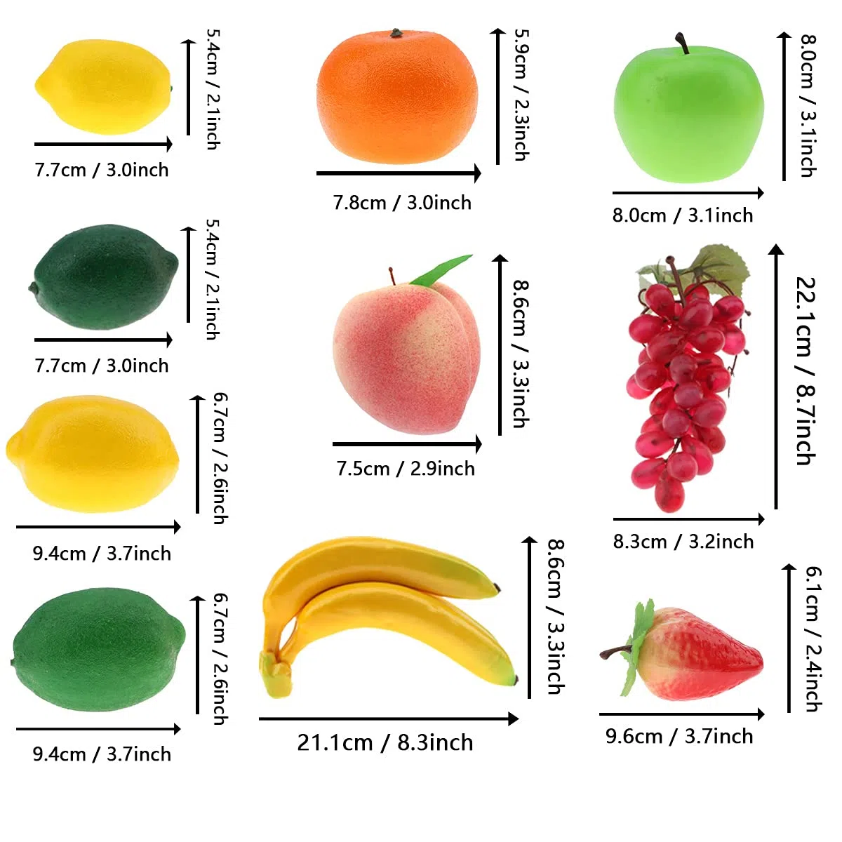 10 PCS Künstliche Früchte Dekoration Haushalt Gefälscht Banane Zitrone Orange Erdbeeren Apfel Pfirsich Traube Andere Faux Realistisch Fotografie Requisiten