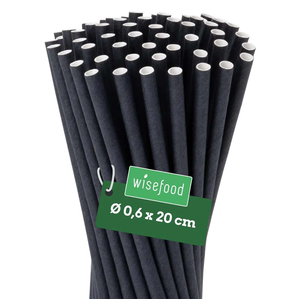 Wisefood® Strohhalme Papier [20 cm Ø 6] Party Deko [Schwarz] alternative Strohhalme Plastik-frei für Geburtstag Hochzeit DIY [500 Stk.] für Cocktail Getränke Cola Energy Drink Wasser Limo BIO