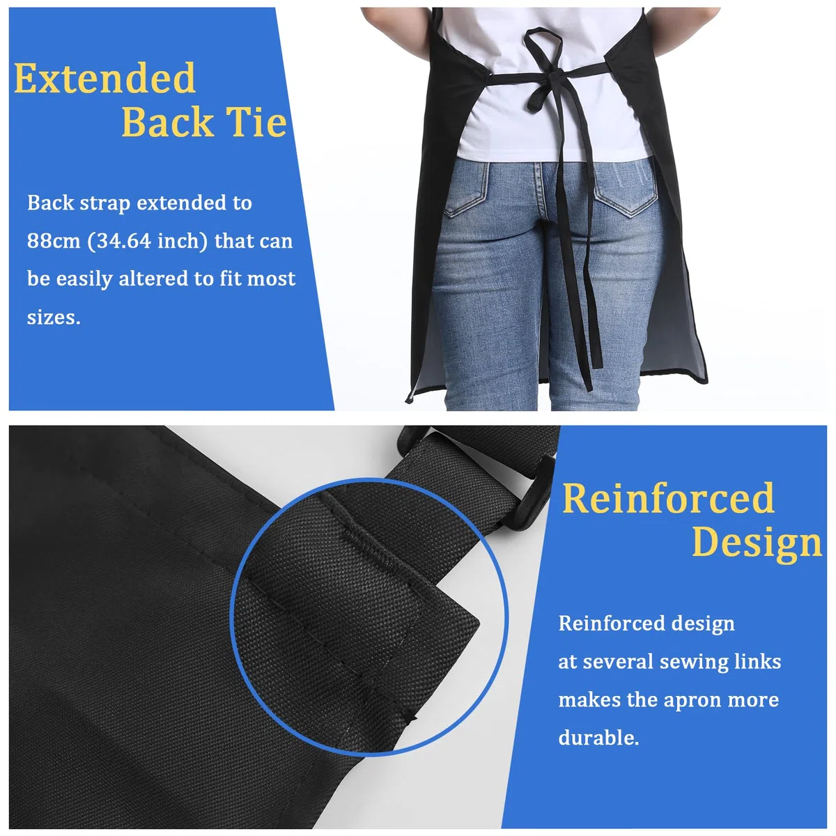 4 Packs Kochschürzen, Unisex verstellbare Schürzen mit 2 Taschen, personalisierte Schürzen für Männer Frauen, professionelle Schürze für Kochen, Gartenarbeit, Küche, Restaurant, Kaffeehaus (Schwarz)