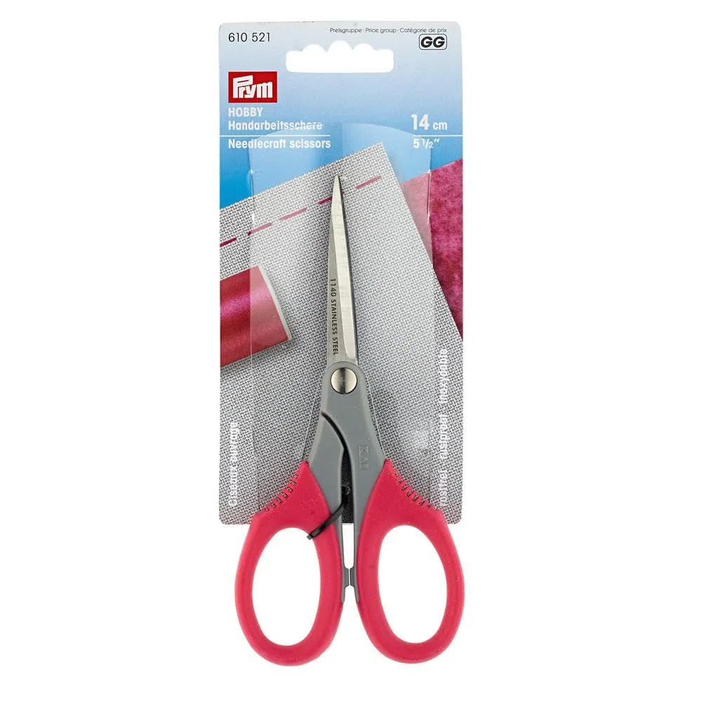 Prym 610521 Schere HOBBY Handarbeitsschere 5 1/2'' 14 cm, Edelstahl, Rot