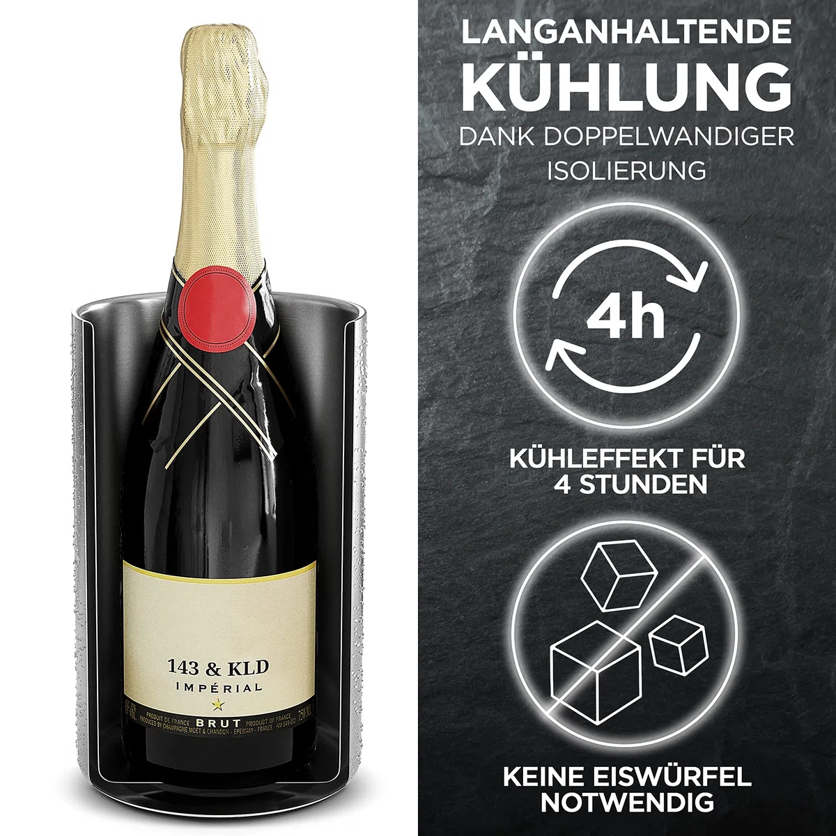 ELFENSTEIN Weinkühler Edelstahl [4h Kühlung & kratzfester Boden] Sektkühler doppelwandig, Flaschenkühler outdoor, Champagnerkühler, Getränkekühler, wine cooler, weinflaschenkühler