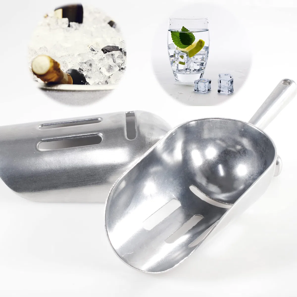 Kerafactum Eisschaufel Eiswürfel Eis Schaufel Eisportionierer perfekt für Eismaschine Eiswürfelbereiter und crushed Eiswürfel Messlöffel Dosierhilfe Slushie Ice Cocktail Eiskühler geschlitzt