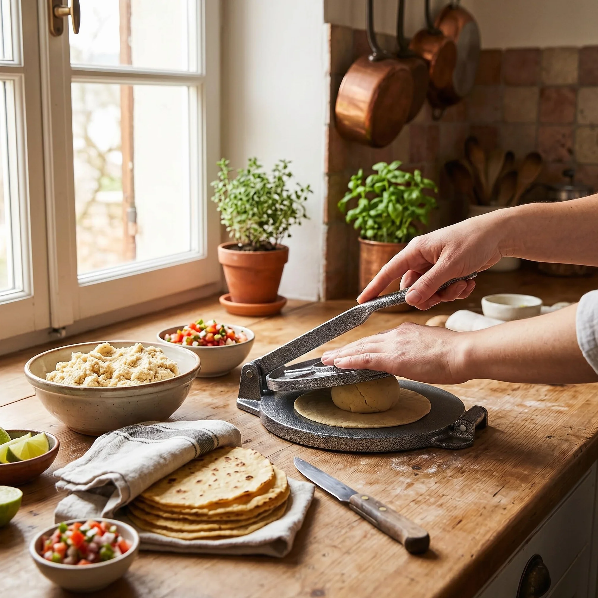 Tortillapresse Gusseisen, manuell, für Maistortillas