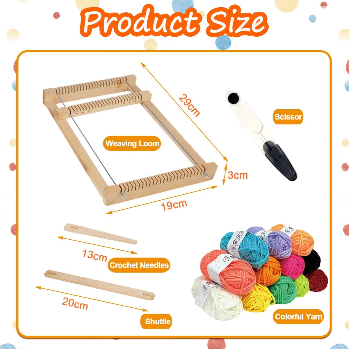 Webrahmen Kinder, DIY Holz Webrahmen Set 29 X 19 cm,Webstuhl Set mit 12 Farben Garn, Webkamm, Schere, Webstuhl Handarbeits, Webbrett Holz für Kinder 4-12 Jahre, Anfänger, zum Weben und Gestalten