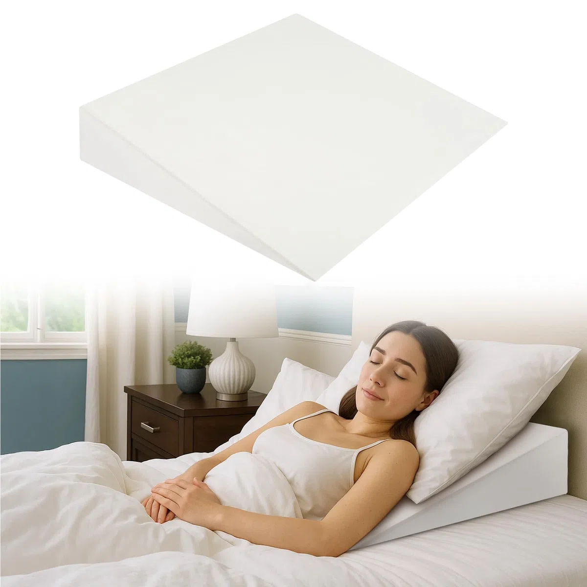 Premium Keilkissen für Bett & Sofa – 2-Zonen-Komfortsystem | Reflux- & Schlafhöherlagerungskissen | Ergonomischer Matratzenkeil | Lesekissen, Rückenstützkissen & Beinkissen (White 80cm)