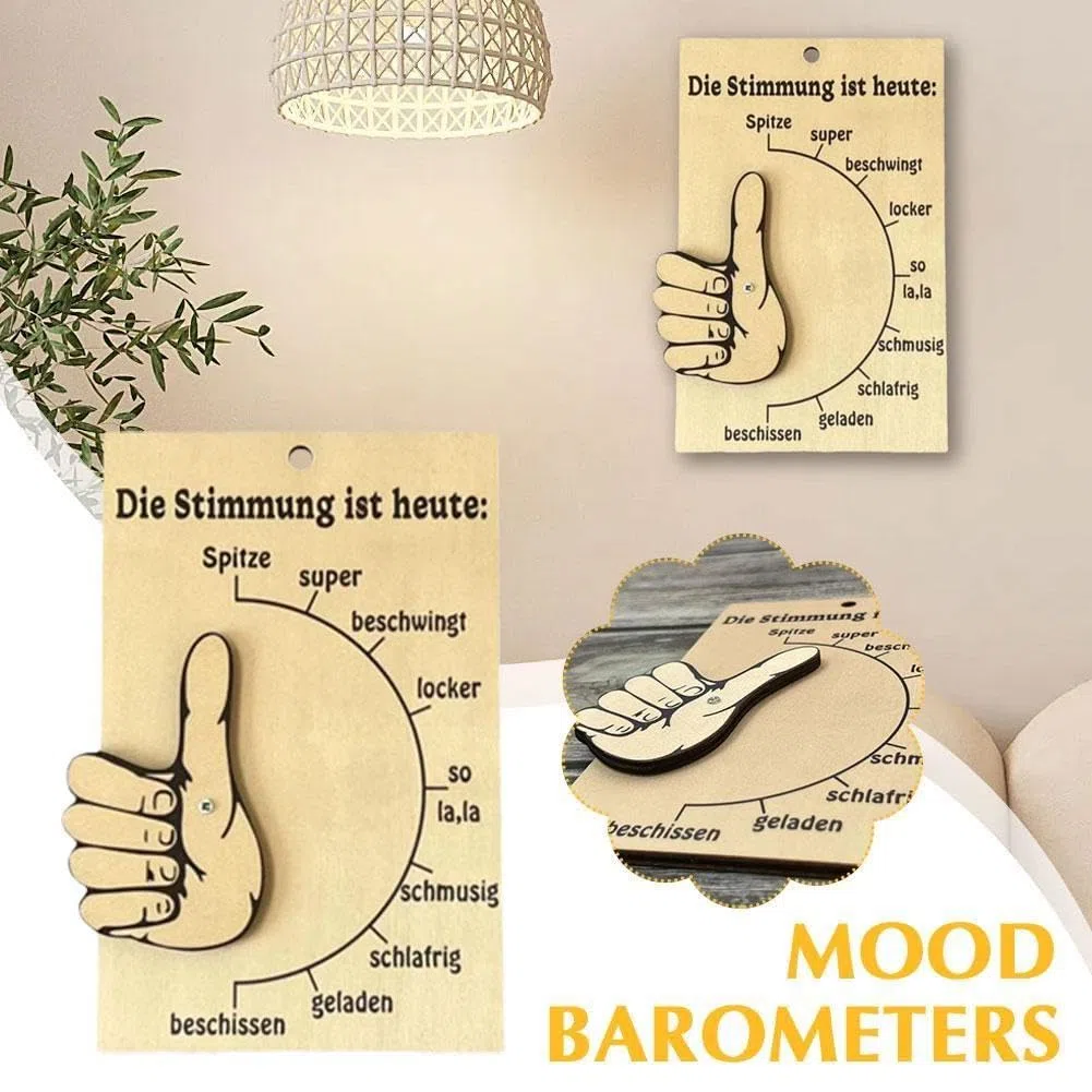 Stimmungsbarometer, hölzernes Stimmungsbarometer, Geschenk, Stimmung, heute, Holz-Hängedekoration, Stimmung, humorvoll, barometrischer Ausdruck