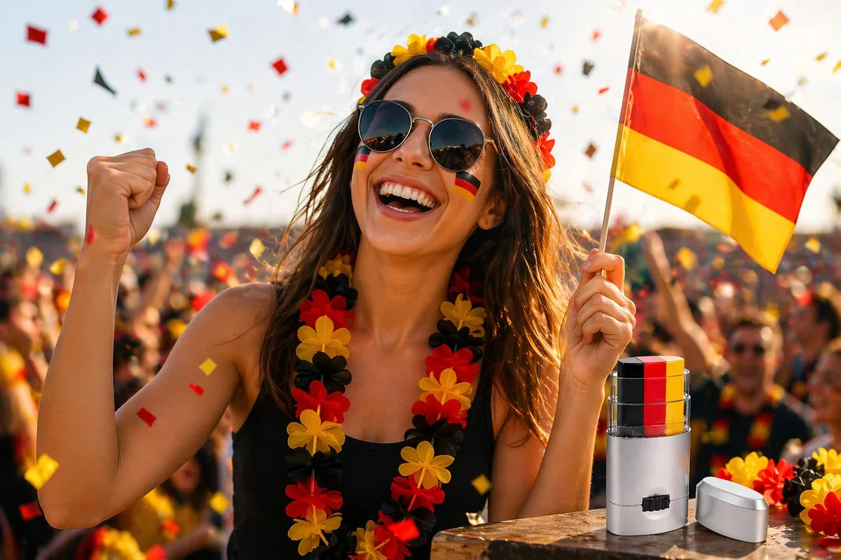 Deutschland Hawaii Blumenketten 6er, 12er oder 24er Set Schwarz-Rot-Gold - Hawaii Kette Fanartikel für EM WM & Public Viewing - Blütenkette Party Kostüm Zubehör für Damen Herren