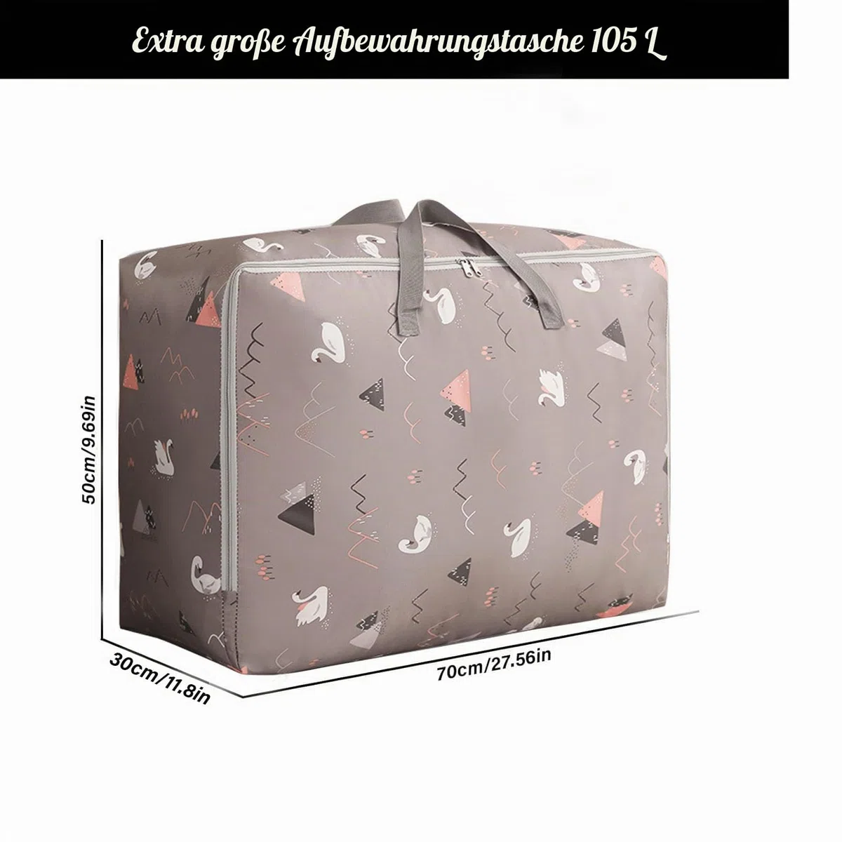 105L Aufbewahrungstasche Groß, Wasserdichte Faltbare Aufbewahrung Taschen Unterbett Organizer Kleideraufbewahrung Umzugstasche mit Reißverschluss für Bettdecken, Kissen und Kleidung (2 Stück)