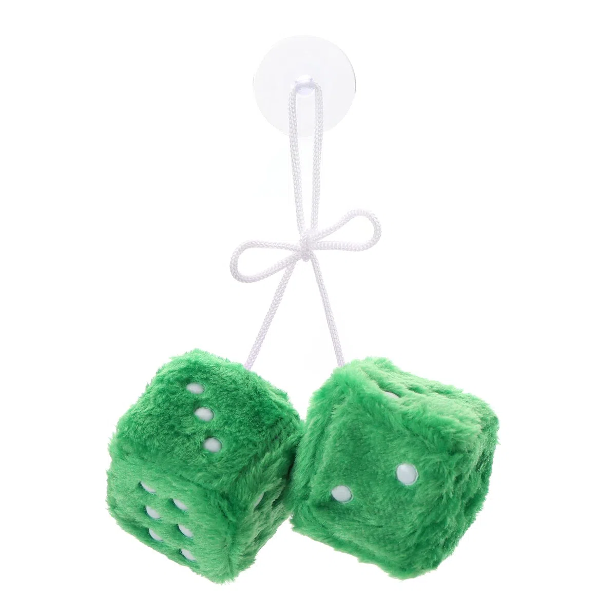 Hängende Pelzige Würfel Weiche Plüschwürfel Anhänger mit Saugnapf Dekoration für Autoinnenraum Heim Büro, 6x6x6cm Grün