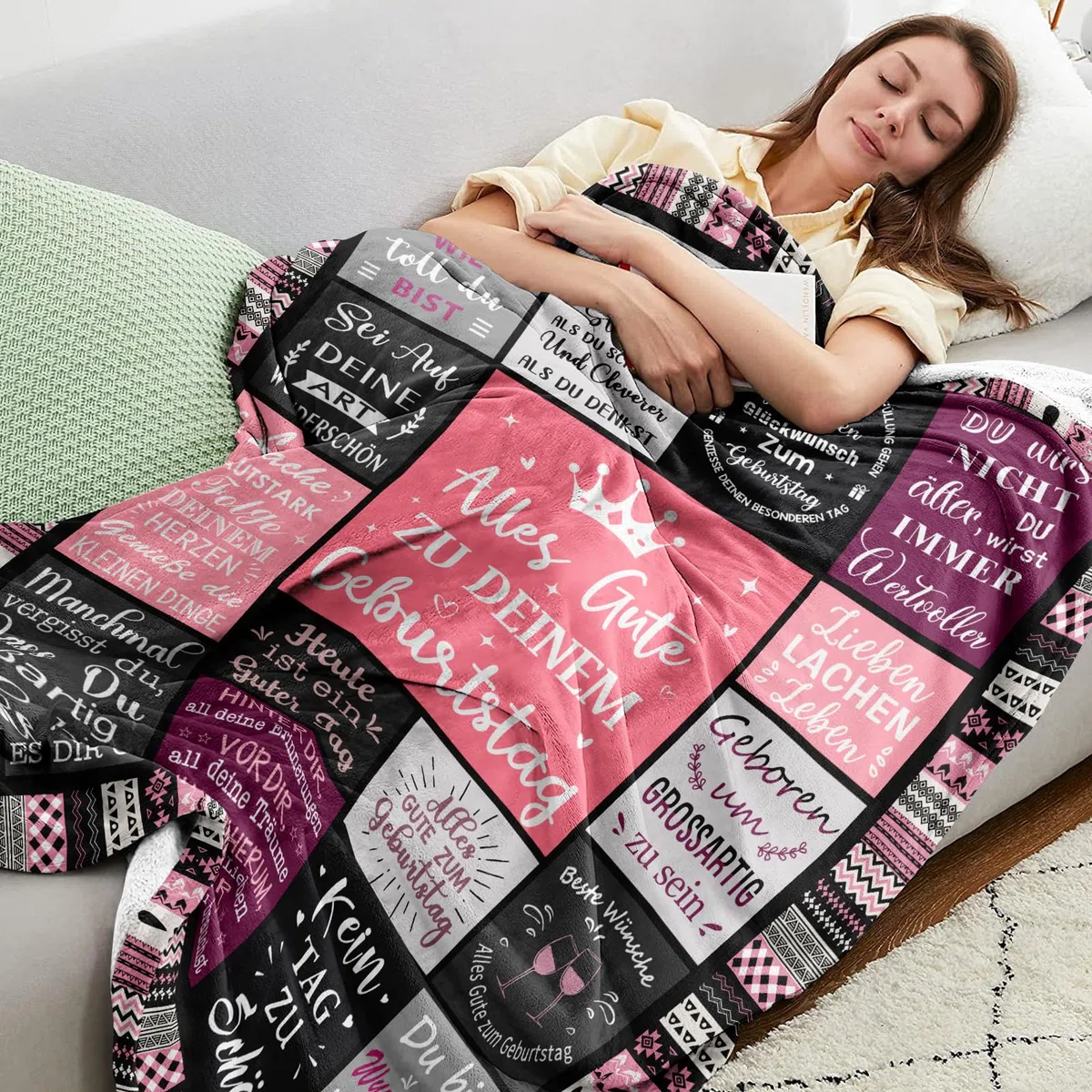 Yesbird Geburtstagsgeschenk für Frauen, Geburtstagsgeschenk für Mama, Mädchen, Frau, Freundin, Schwester, Freundin, Kollegin, Lustige Geschenk Geburtstag, Happy Birthday Deko Decke 150x130CM