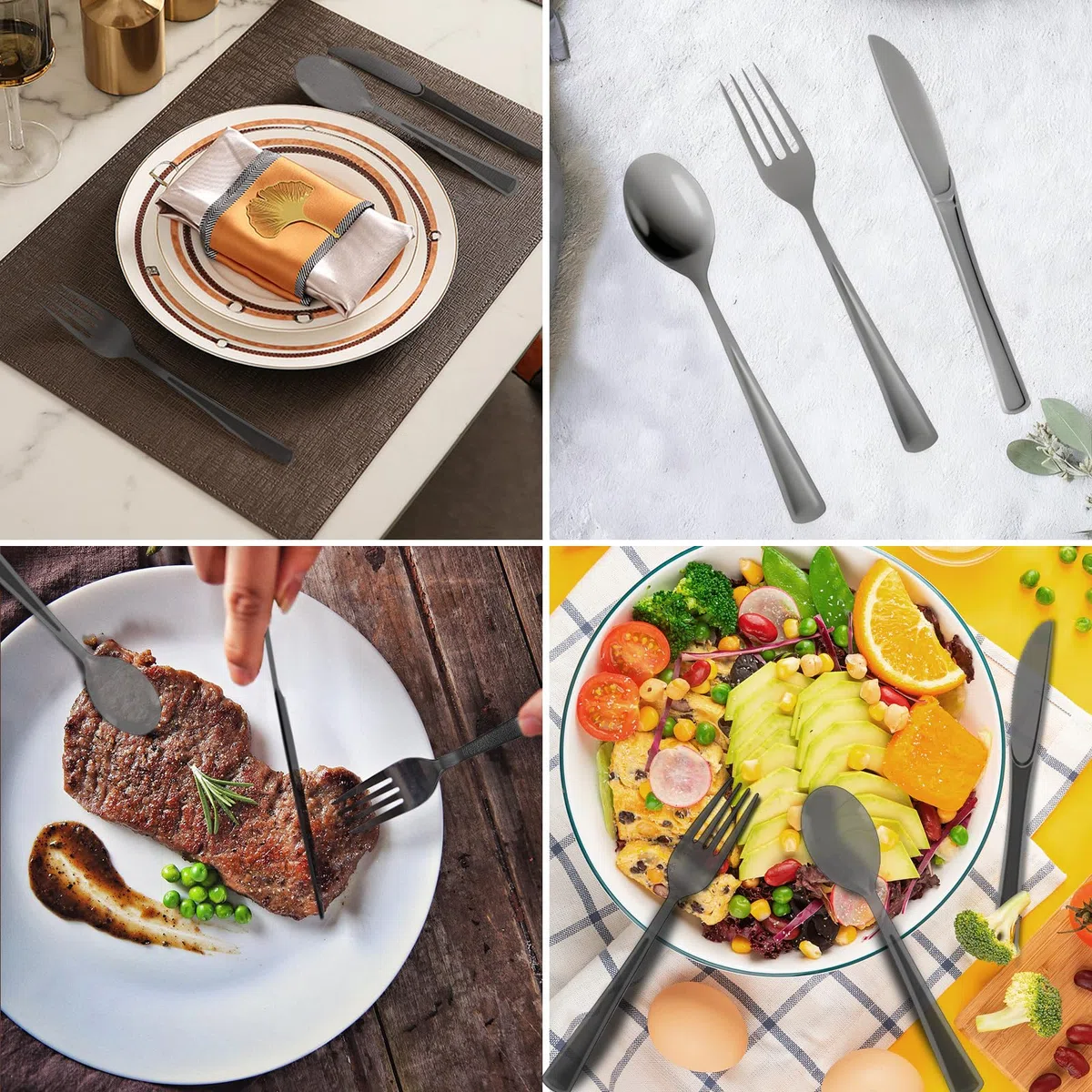 150 Stück Plastikbesteck Set, Enthalten Plastikgabeln, Plastiklöffel, Plastik Messer, Party Besteck Plastik für Familienfeiern, Outdoor Dinner, wiederverwendbar Geschirr