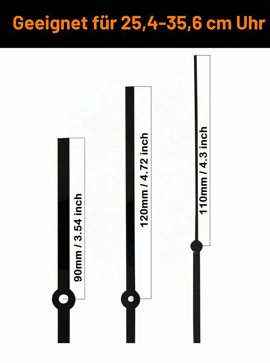 DEEWISH 32 mm langes Uhrwerk für die Reparatur von Uhrmechanismen, Quarzwerk mit hohem Drehmoment, batteriebetrieben, geräuschlose Uhr, Schwarze Zeiger im Lieferumfang enthalten B