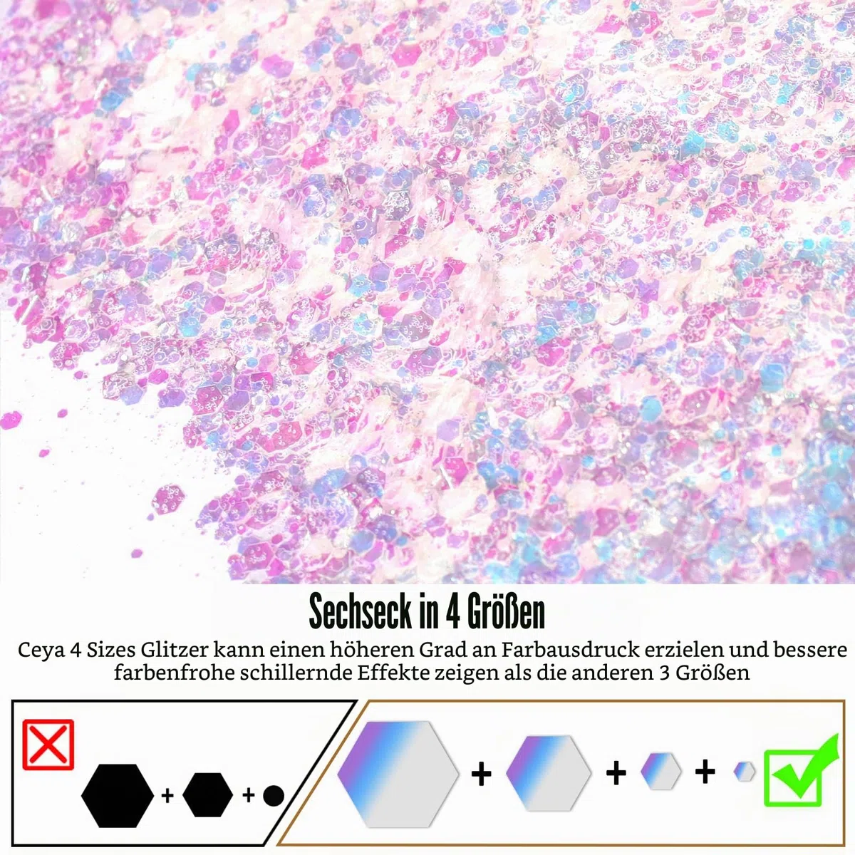 Ceya Magischer Opal-Glitzer, 3.5oz/100 g, Bastelarbeiten, grobes Glitzer-Pulver, gemischte feine Flocken, schillernde Nagel-Pailletten für Epoxidharz, Tumbler, Schleim, Malerei, Festival-Dekoration