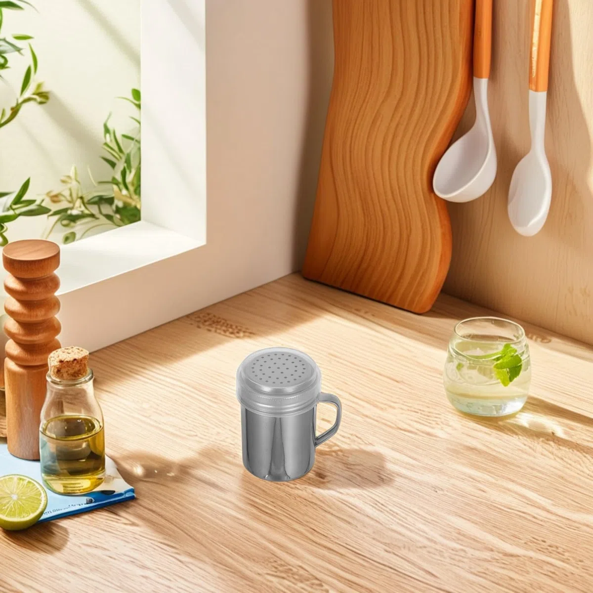 Streuer für Kakaopulver aus Edelstahl mit Griff Vielseitig Einsetzbar für Matcha und Zucker für Kaffeehäuser und Home Baking