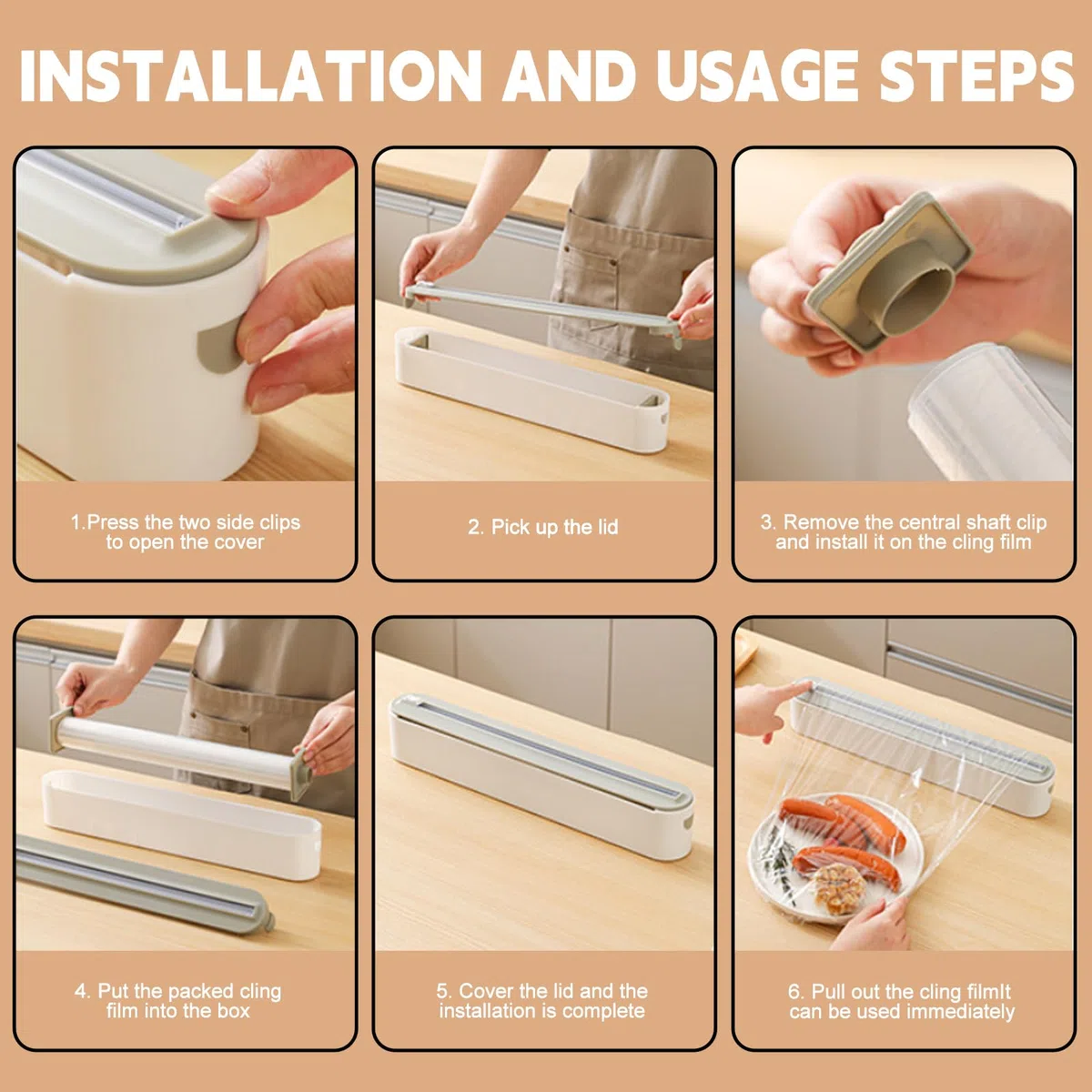 2 Stück Magnetischer Frischhaltefolienspender - Abs Folienabroller Mit Cutter & 2-in-1 Schneidemodus (Gerade/Gezackt) - Ideal Für Frischhaltefolie, Alufolie & Backpapier Bis 30cm