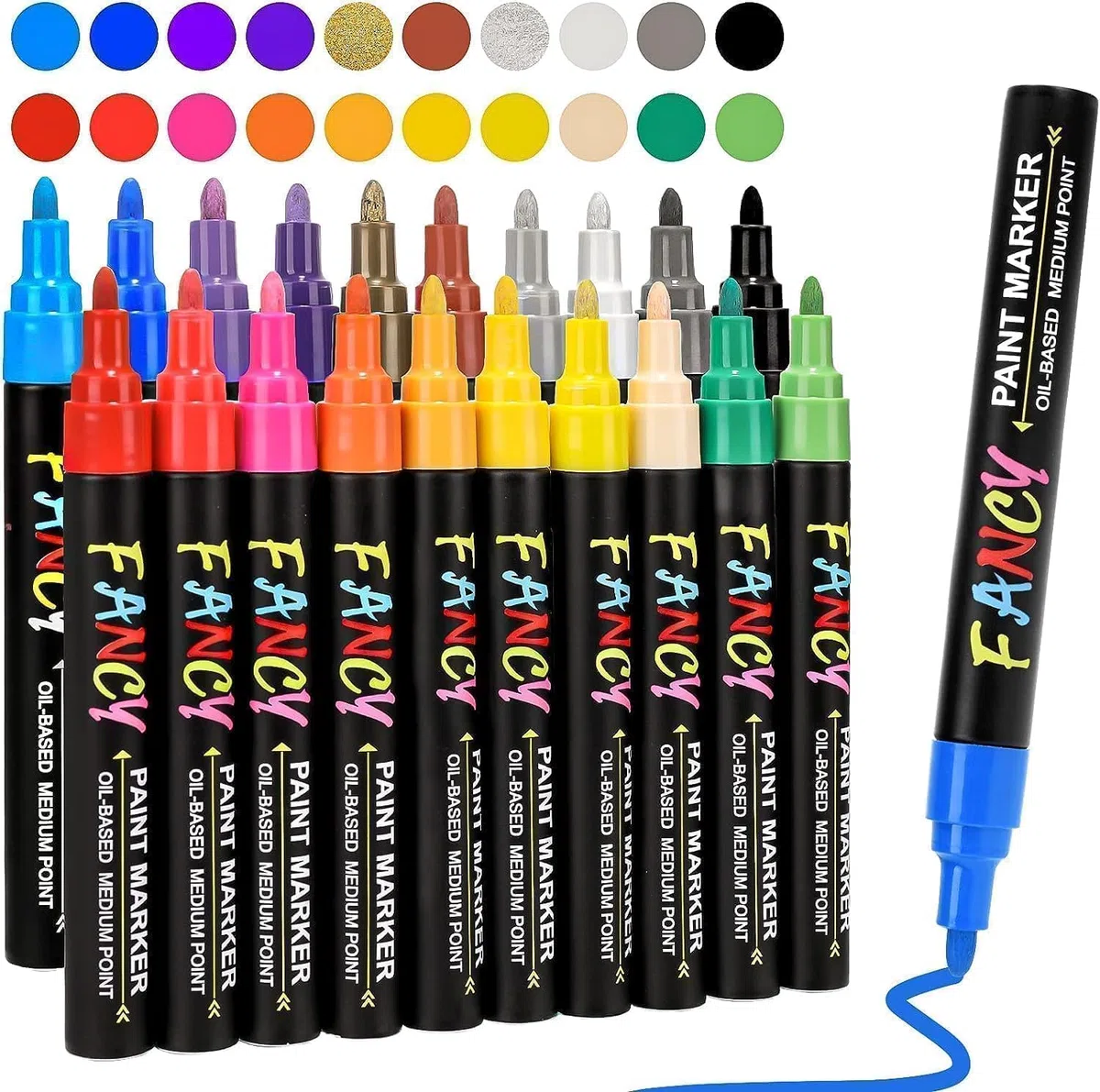 Acrylstifte für Wasserfest, 20 Farben 3mm Bemalen Permanent Marker Stifte Acrylstifte für Leinwand Marker Stifte für Keramik/Steine/DIY Fotoalbum/Papier/Glas