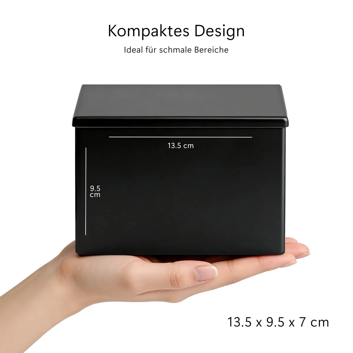 Wattestäbchen Behälter aus Edelstahl - Badezimmer Organizer für makeup, Kosmetik, Pinsel etc. - Aufbewahrungsbox mit Deckel - Schwarz matt - Wattepadspender - Wattepads aufbewahrung
