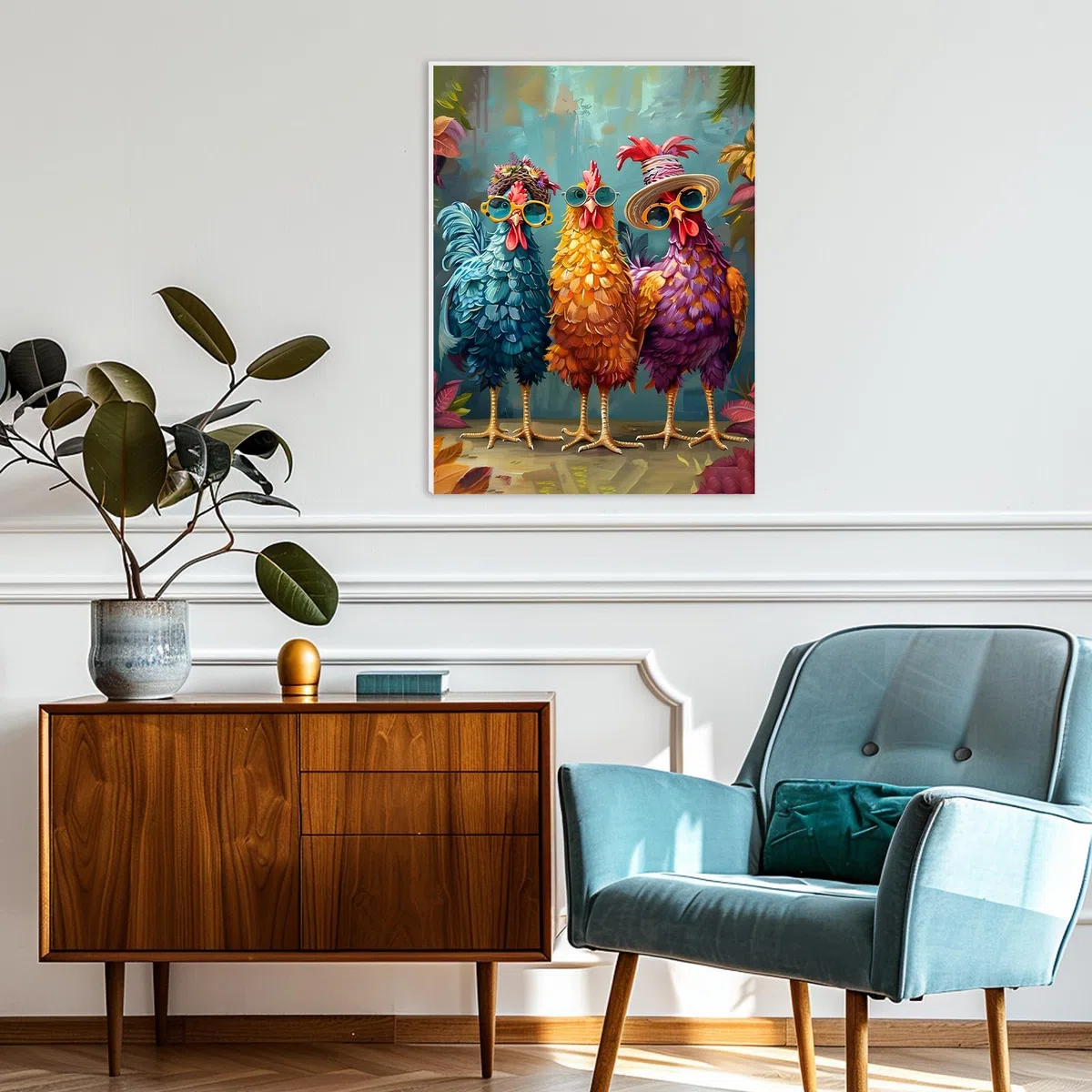 KEYIFA Malen Nach Zahlen Erwachsene mit Rahmen, Buntes Huhn Malen Nach Zahlen Kits mit Pinseln und Acrylfarben, DIY Ölgemälde Set Malen Basteln Leinwand Bild Erwachsene, Home Deko 30x40cm