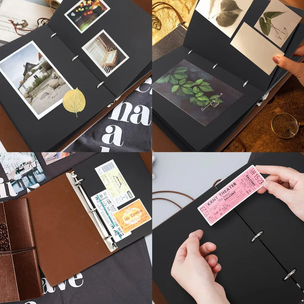Fotoalbum Lederalbum Selbstgestalten 21,5x17cm, EUBSWA Vintage Fotobuch mit 60 Seiten Scrapbook für 240 Bilder, Hochzeit Gästebuch, Geschenk für Freund (Herz-Klein)