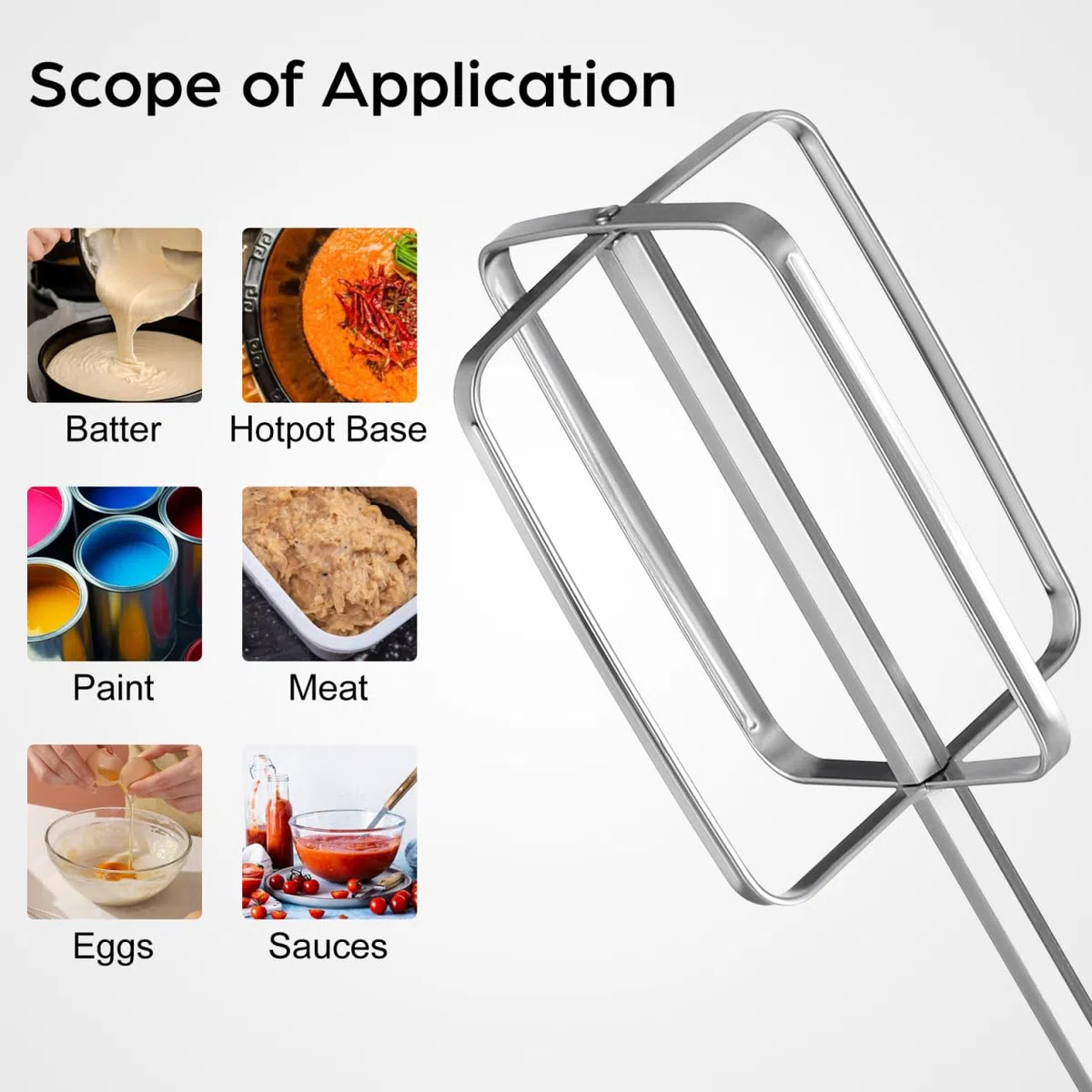 Toyvian Edelstahl Rührstab Extra Lang für Bohrmaschine Handpaste und Fleischpaste Whisk Robuster Mixer Rührbesen für Saucen Teig Pancake Ergonomisch und Leicht zu Wiederverwendbar