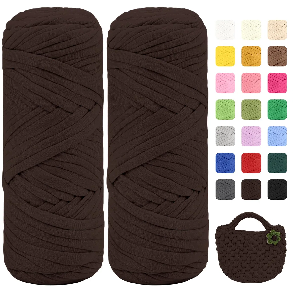 Maxee 400g T-Shirt Garn – 2 er Pack (je 200g/75m), Weiches Beilaufgarn zum Häkeln & Stricken – Farbintensiv & pflegeleicht, Ideal für Häkeltaschen/Körbe/Teppiche DIY Projekte, Handarbeiten und Deko