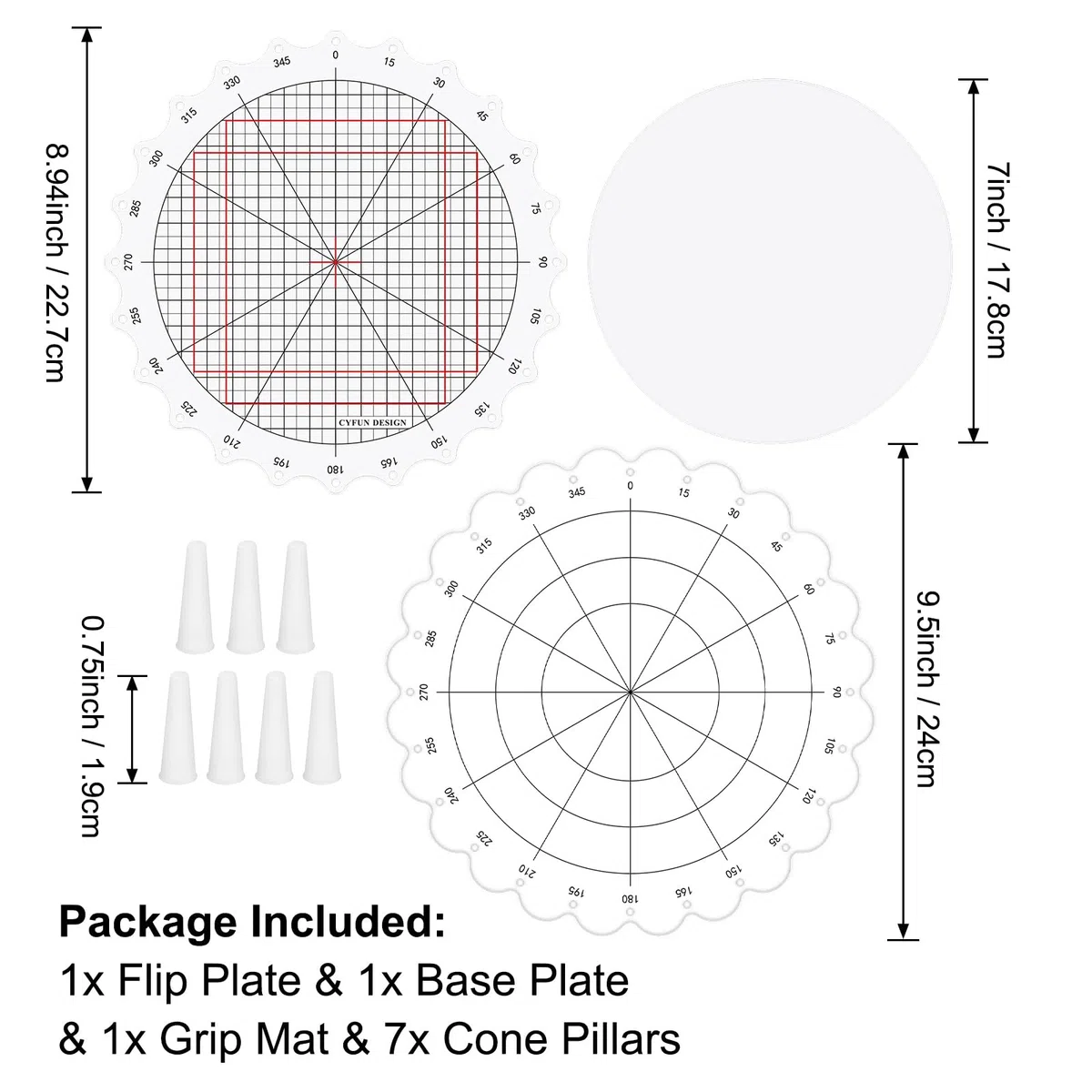 CYFUN DESIGN 24,1 cm rotierende Stempelplattform – Stempel- und Drehwerkzeug für kreisförmige Designs – Positionierungswerkzeug mit Linien für Scrapbooking, Basteln und Kartenherstellung