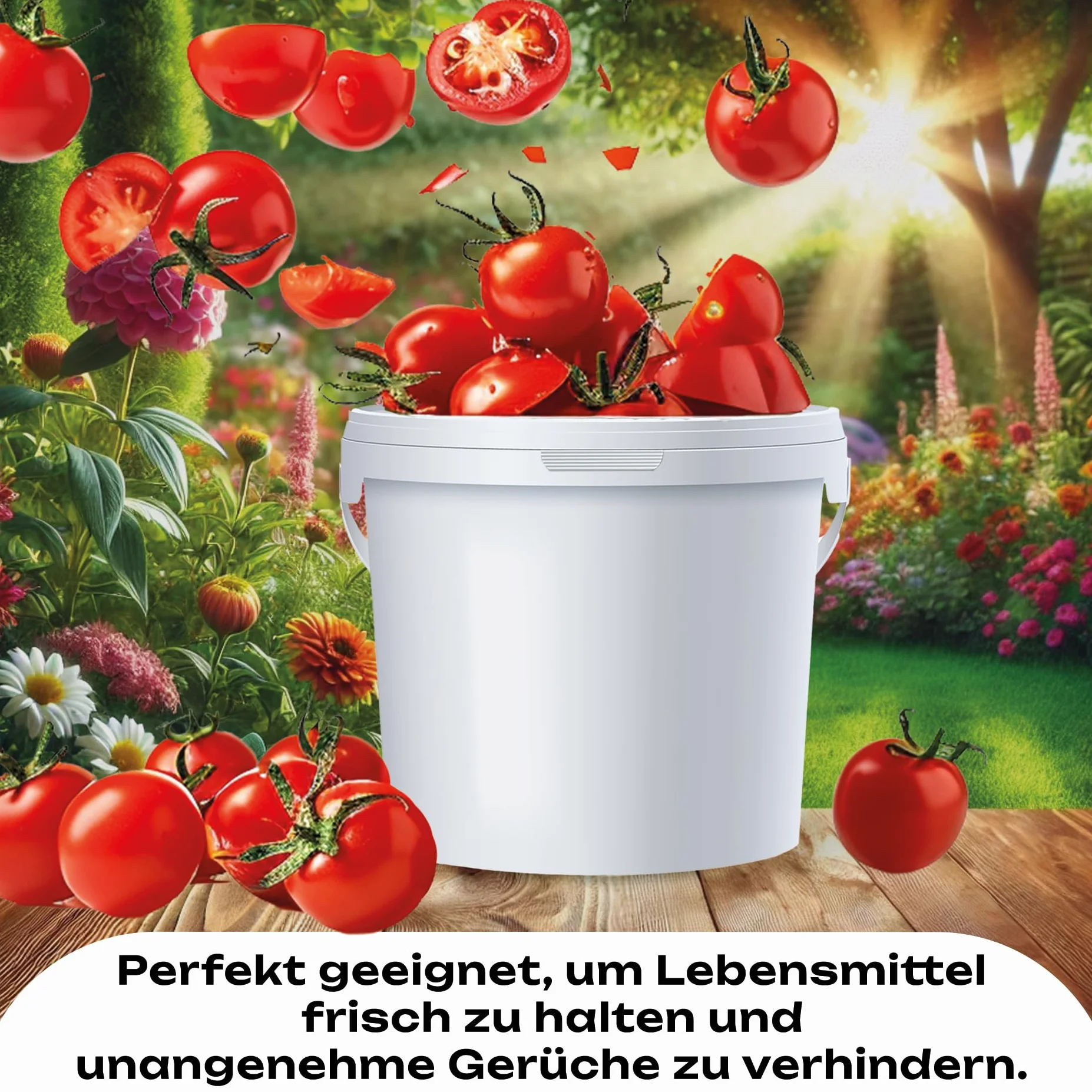 POSH Eimer mit Deckel 10L – Weiß, Kunststoff, lebensmittelecht, auslaufsicher, geruchsneutral, robust, stabil, luftdicht, Eimer mit Henkel (3, 10L)