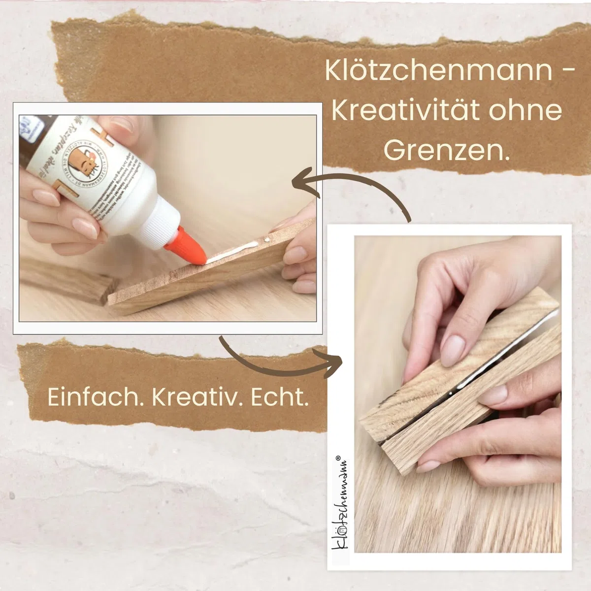 EICHE Bastelklötzchen 160 Stück zum Basteln original vom Klötzchenmann 8 x 22 x 160 mm Holzbausteine Bastelholz ideal für alle DIY Projekte