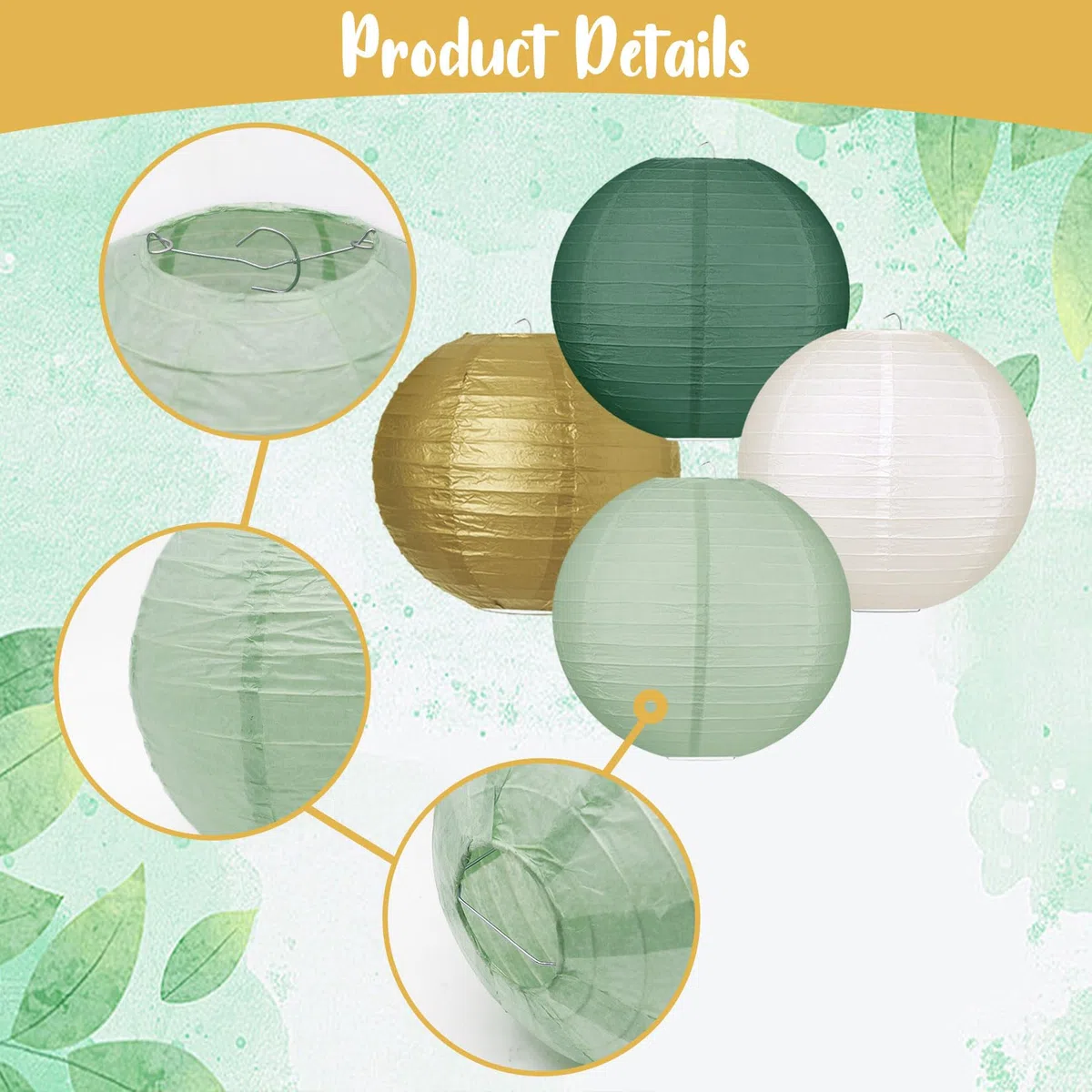 20 Stück Papierlaterne, Salbeigrün Papierlampion Classic Gerippter Papier Laterne Hängende Papierlaternen Wiederverwendbar Runde Lampenschirm für Hochzeit Gartenparty (Ø 15cm/20cm/25cm/30cm)