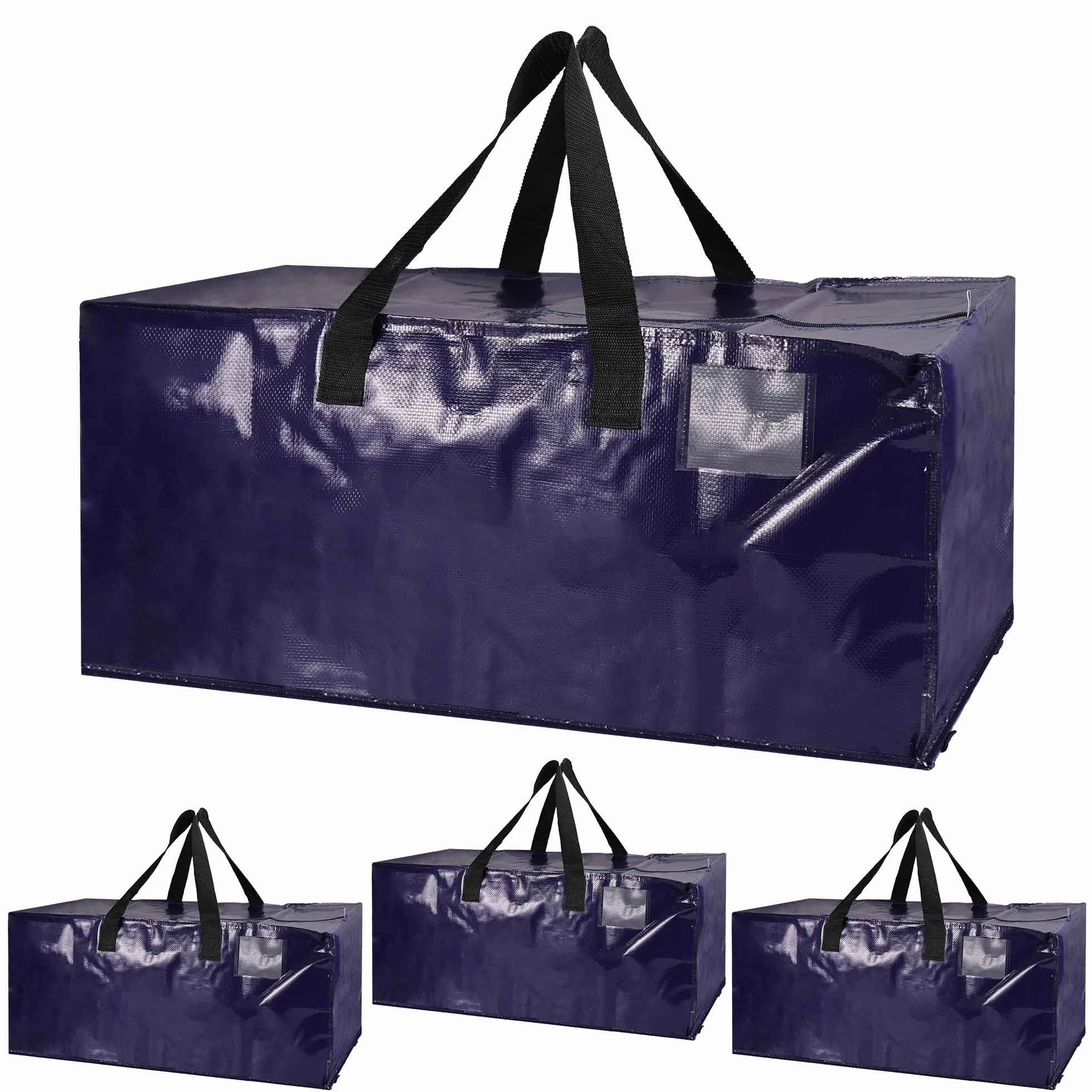 Starvortex 4Stk Umzugstaschen, 92L Aufbewahrungstasche xxl mit Reißverschluss, Durable Wasserdicht Große Tasche mit Reißverschluss, Hochbelastbar Plastiktasche für Umzug Kleidung
