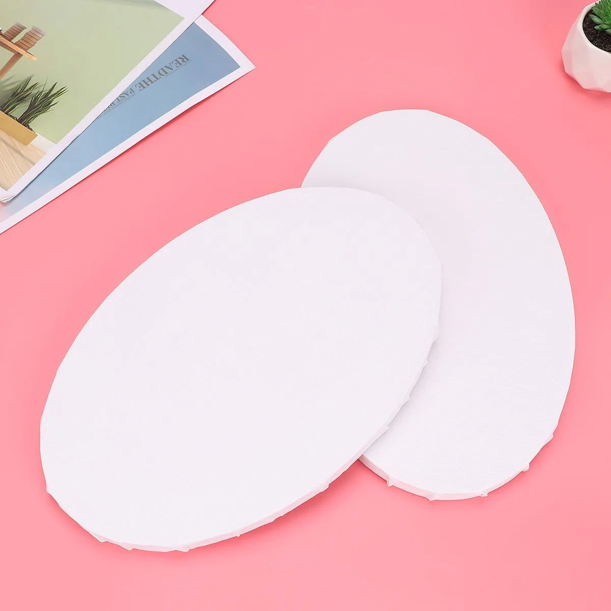 Generic 2 Stück Ovale Leinwände zum Malen aus Baumwollstoff und Faserplatten Kreative Malpappen für Acrylfarben für Selbstgemacht Malerei und Künstler