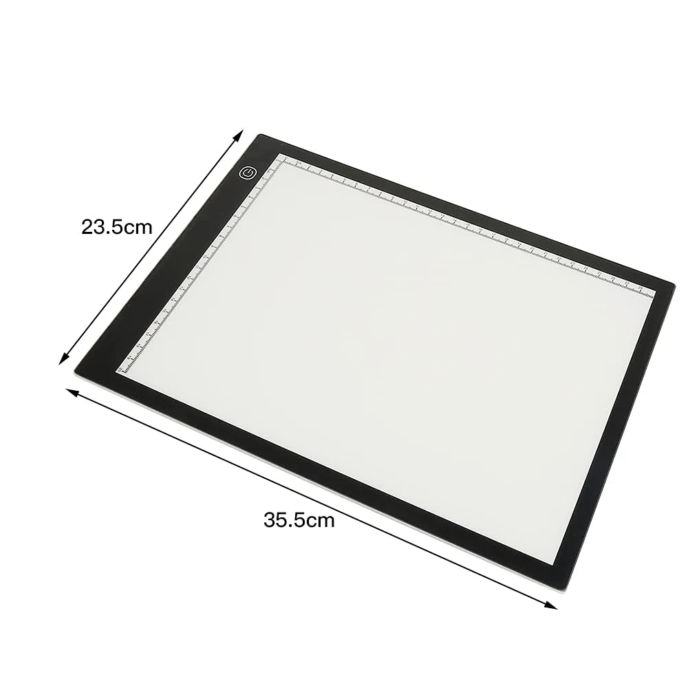 Leuchttisch A4 LED Licht Pad magnetischer Leuchtkasten dimmbares Zeichenbrett mit USB Kabel Copy Board zum Zeichnen Malen Skizzieren Animation Kopieren, 35,5 x 23,5 x 0,4 cm (A4 mit Skala)