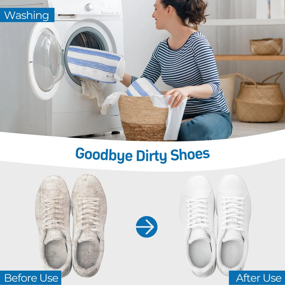 BoriYa Schuhwaschbeutel Waschmaschine - 2 Stück Schuhbeutel Waschmaschine 360° Reinigung,2026 Upgrade Nikelon Schuh Waschbeutel für Sneaker,Groß Wäschesack Schuhe für Waschmaschine mit Reißverschluss