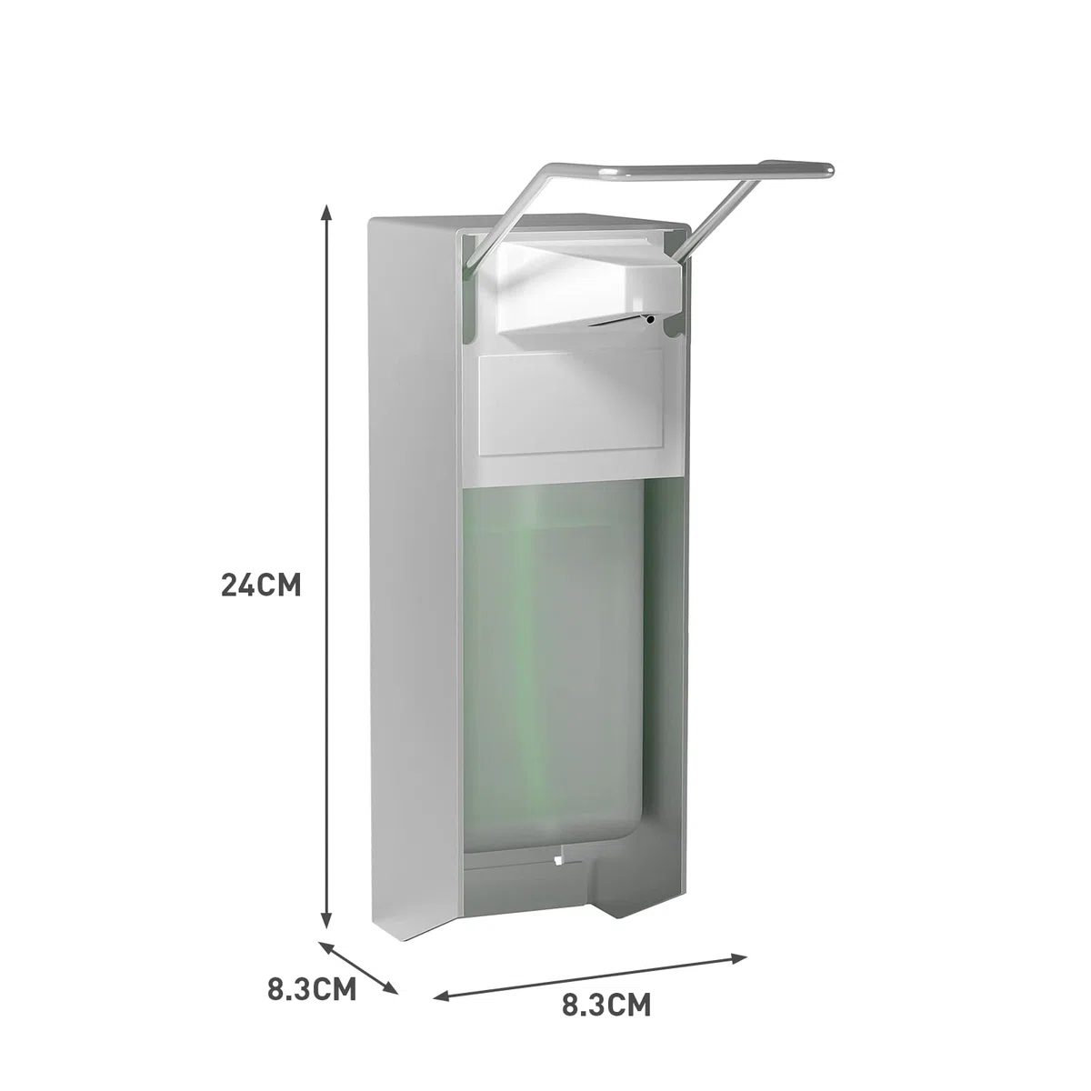 Eurospender, Seifenspender Wandbefestigung, Soap Dispenser Mit Ellbogendruck Für Desinfektionsmittel Und Handseifen, Weißer Seifenspender, Aluminium, 500 Ml