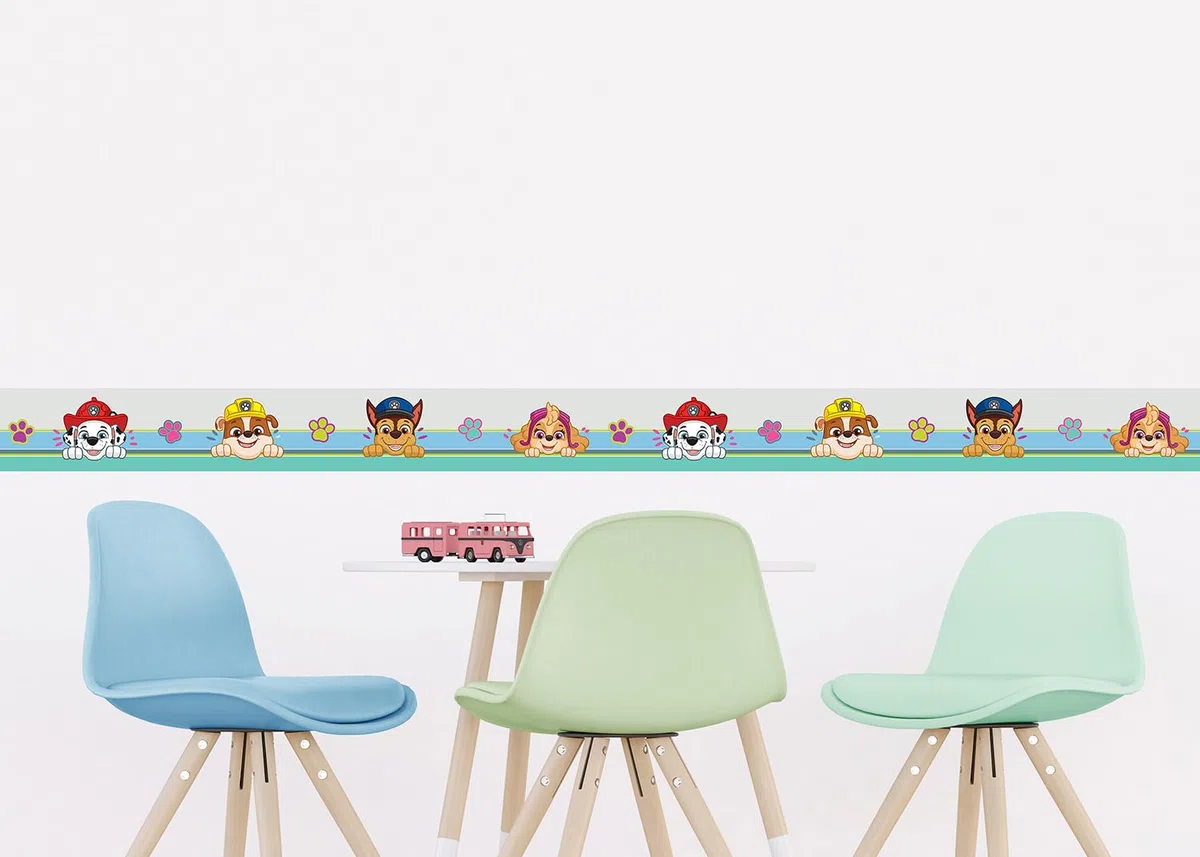 AG Design Selbstklebende Bordüre Paw Patrol, AWBD 8013 | Wasserfest Kinderzimmer Wand Dekoration | Wandbordüre für Mädchen und Junge | Folie, Mehrfarbig | Breite 500 cm x Höhe 13.8 cm
