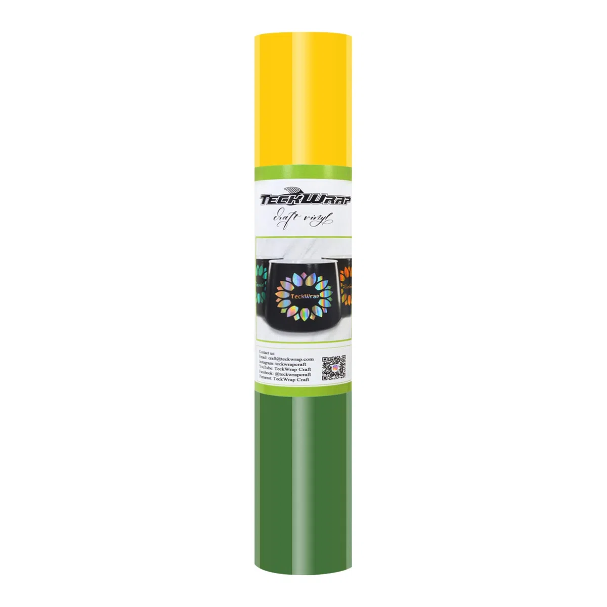 TECKWRAP Gelb bis Waldgrün Farbwechsel-Vinyl, kaltempfindlich, selbstklebendes Vinyl für Bastelschneider, Aufkleber, Aufkleber, Aufkleber, 0,3 m x 1,5 m