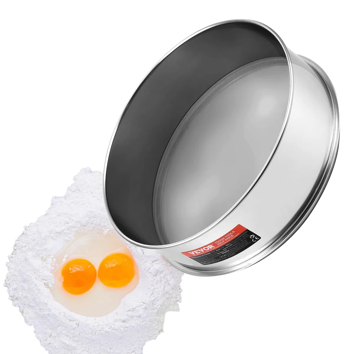 VEVOR Mehlsieb mit feiner Masche, 40 Maschen Mehlsieb, 304 Edelstahl feinmaschiges Sieb in Lebensmittelqualität, feinmaschiges Sieb zum Backen, 5 Maschengrößen für Mungobohnen, Mehl, Perlenpulver